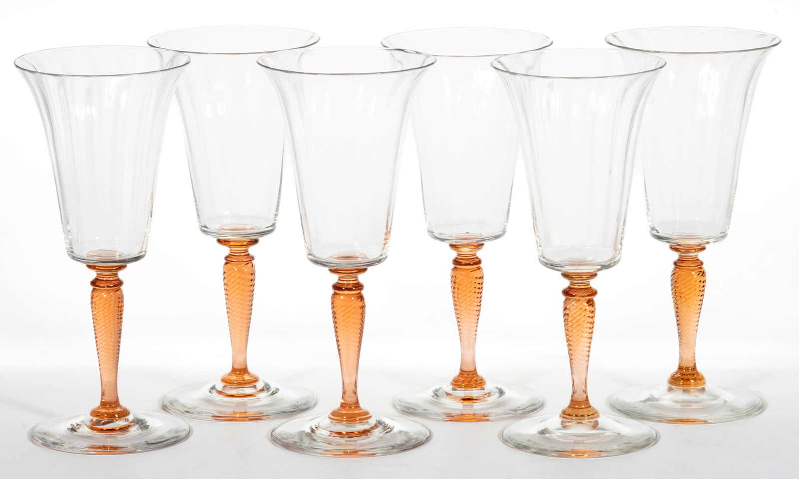 STEUBEN NO. 3551 ART GLASS GOBLETS, SET OF SIX (1 of 1)