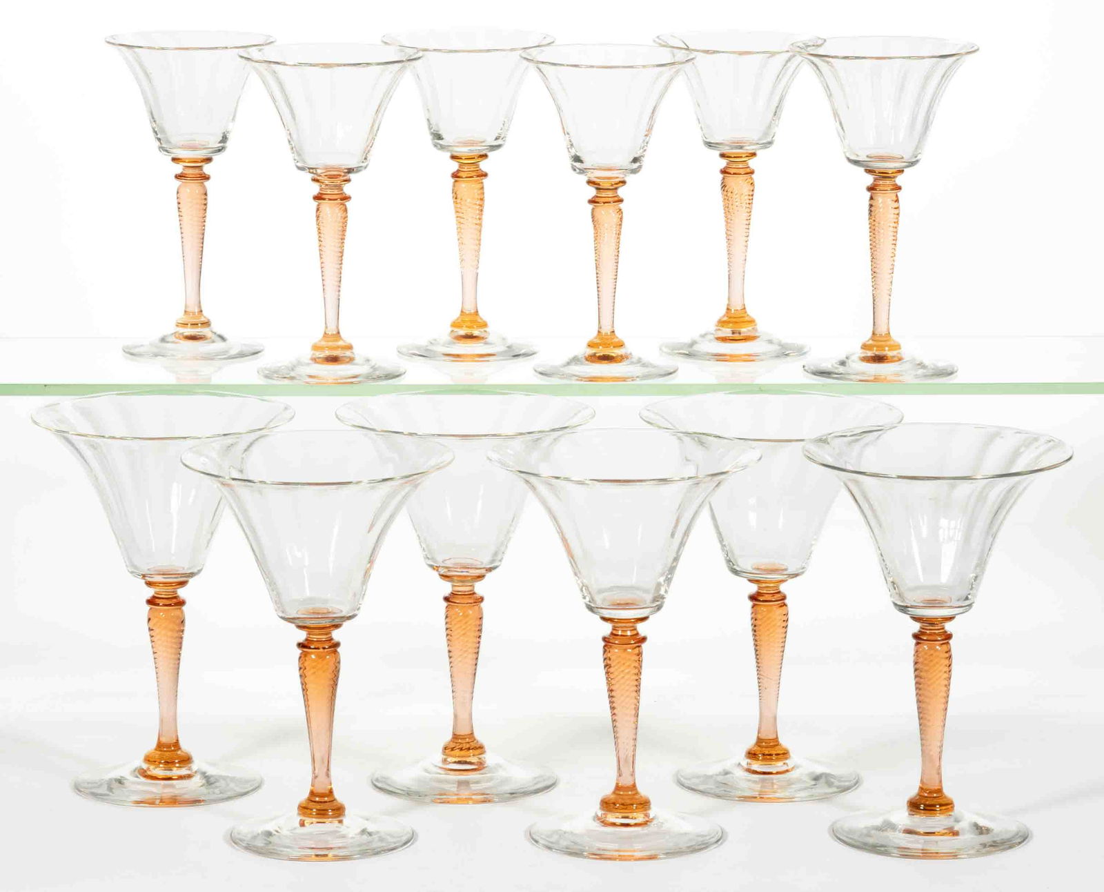 STEUBEN NO. 3551 ART GLASS STEMS, SET OF 12 (1 of 1)