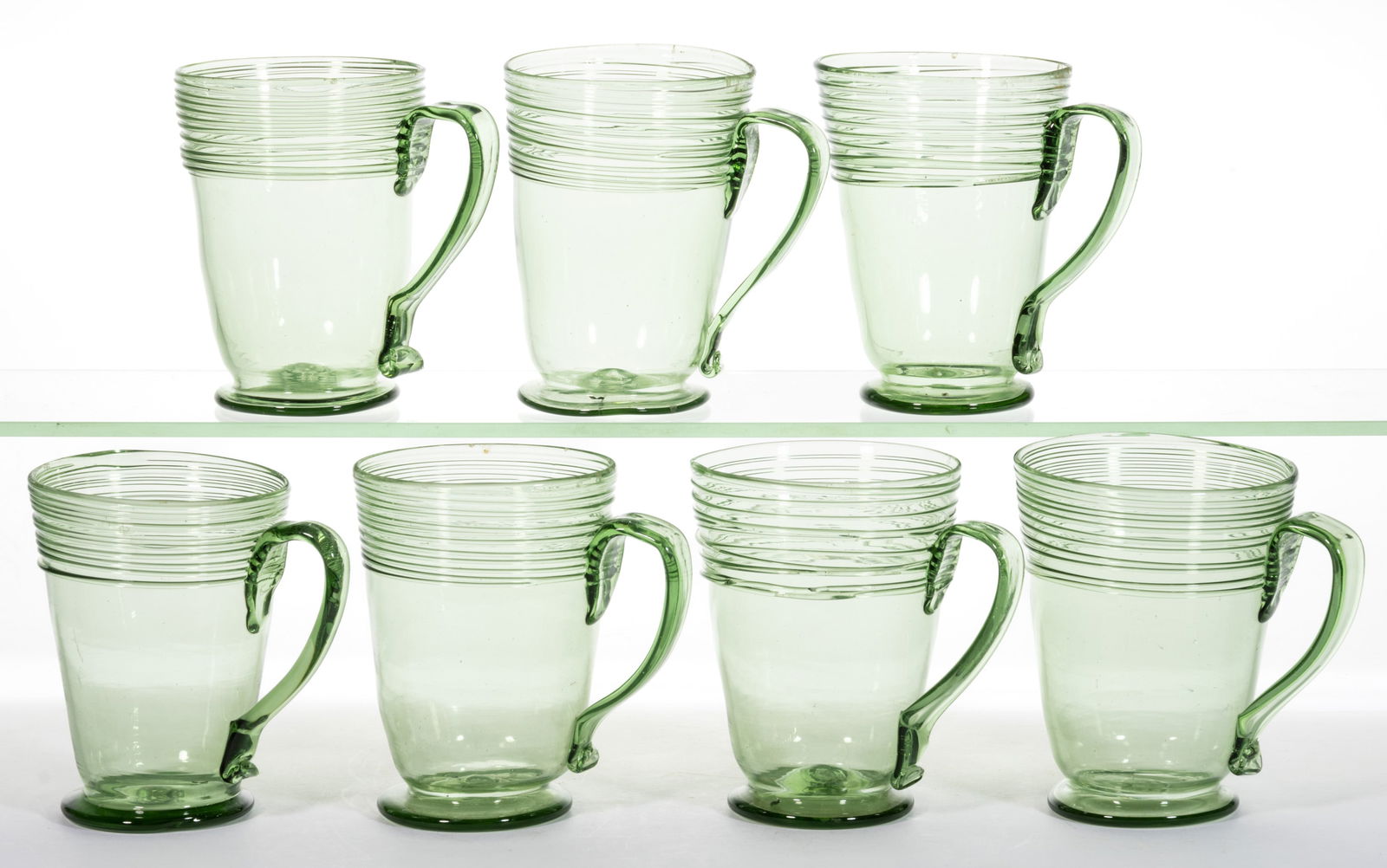 STEUBEN ATTRIBUTED NO. 6333 ART GLASS FOOTED TUMBLERS, LOT OF SEVEN (1 of 1)