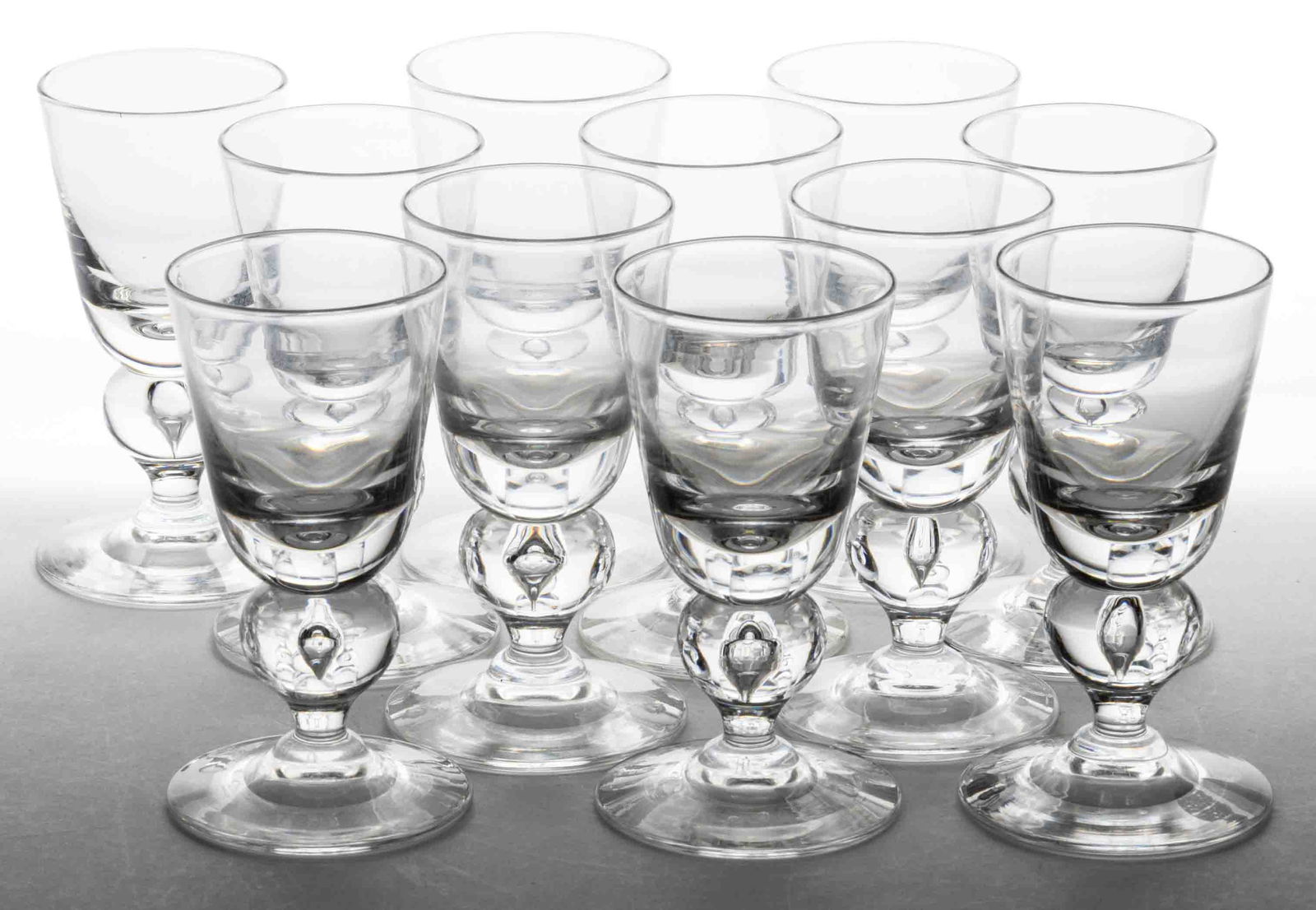 STEUBEN NO. 7877 CRYSTAL GLASS SHERRY GLASSES, SET OF 11 (1 of 2)