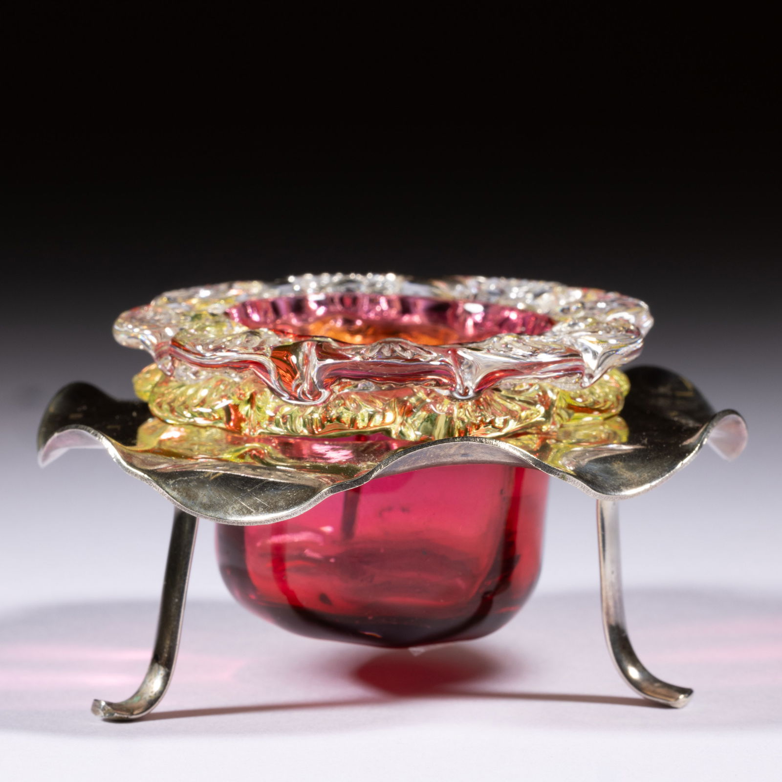 VICTORIAN RIGAREE GLASS OPEN SALT (1 of 1)