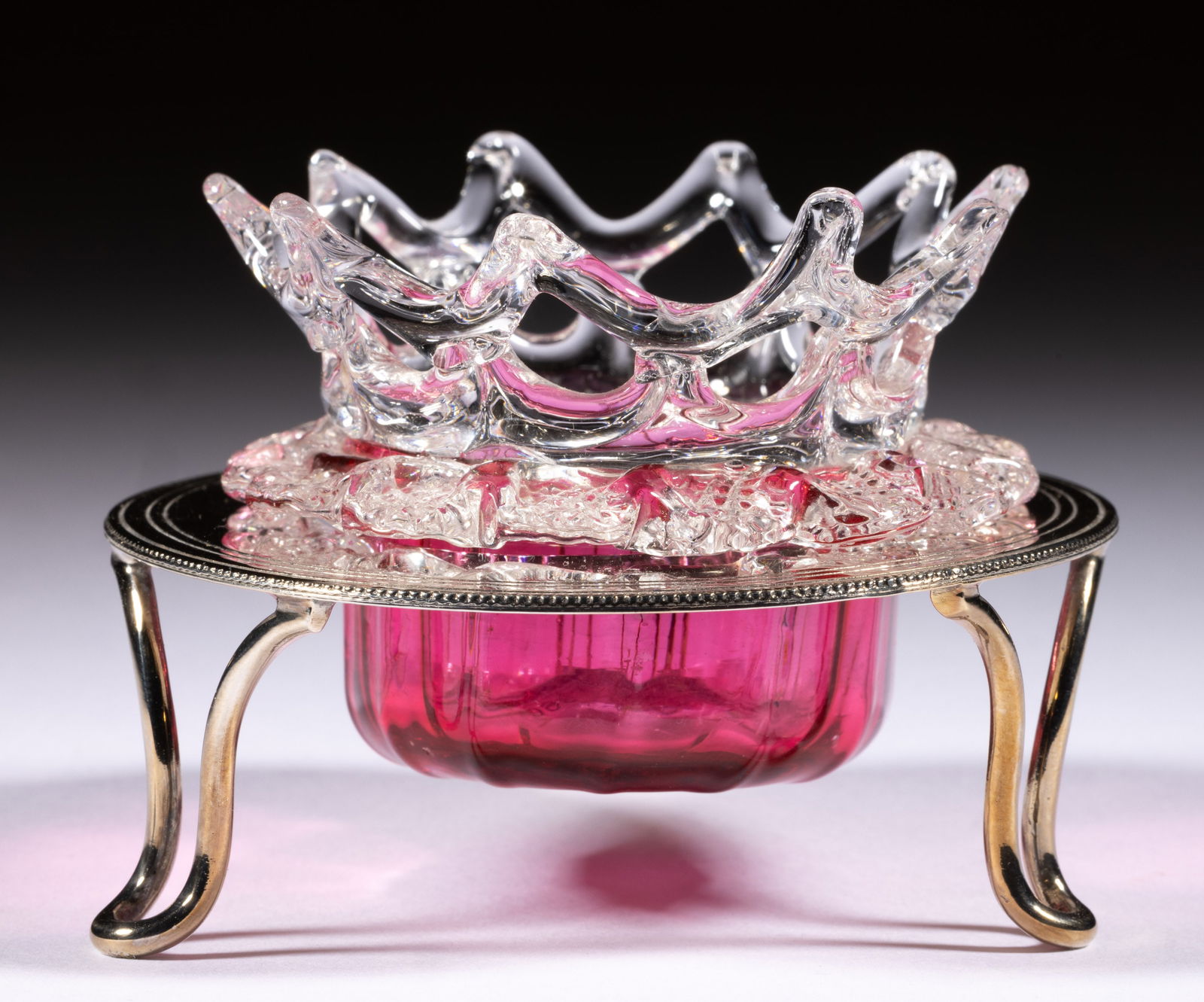 VICTORIAN LATTICED PANEL-OPTIC GLASS OPEN SALT (1 of 1)