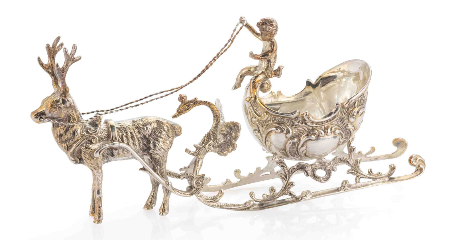 CONTINENTAL SLEIGH FIGURAL STERLING SILVER OPEN SALT (1 of 4)