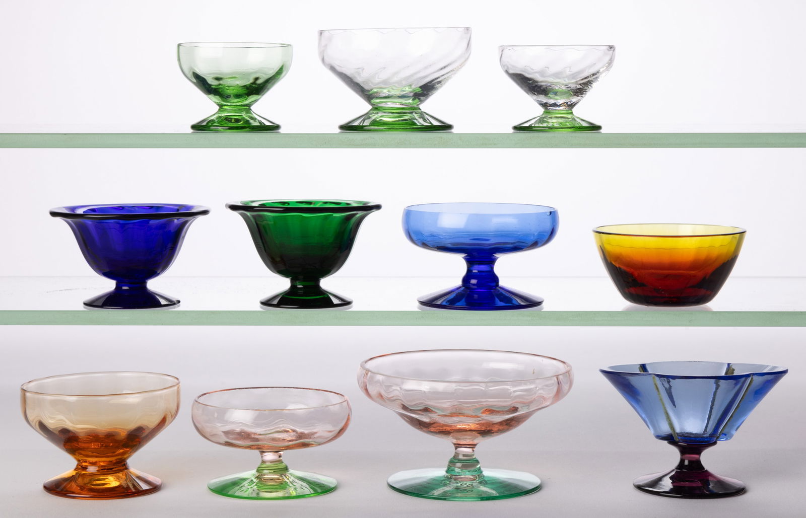 ASSORTED BLOWN GLASS OPEN SALTS, LOT OF 11 (1 of 1)