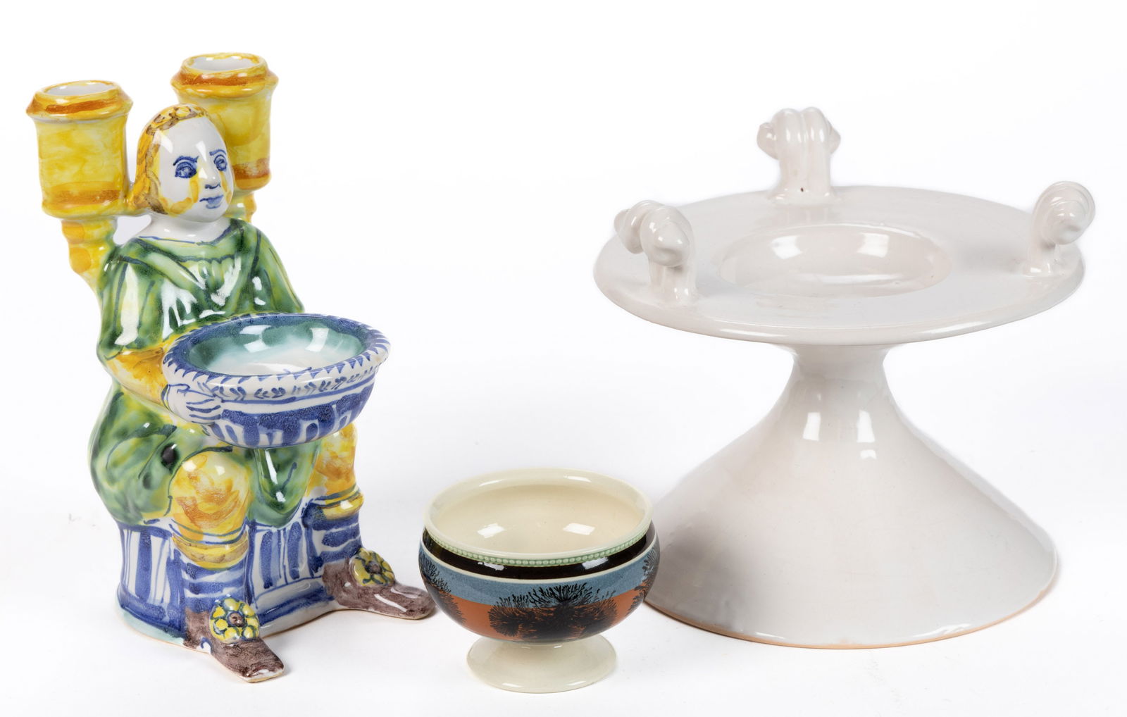 AMERICAN REPRODUCTION CERAMIC OPEN MASTER SALTS, LOT OF THREE (1 of 3)