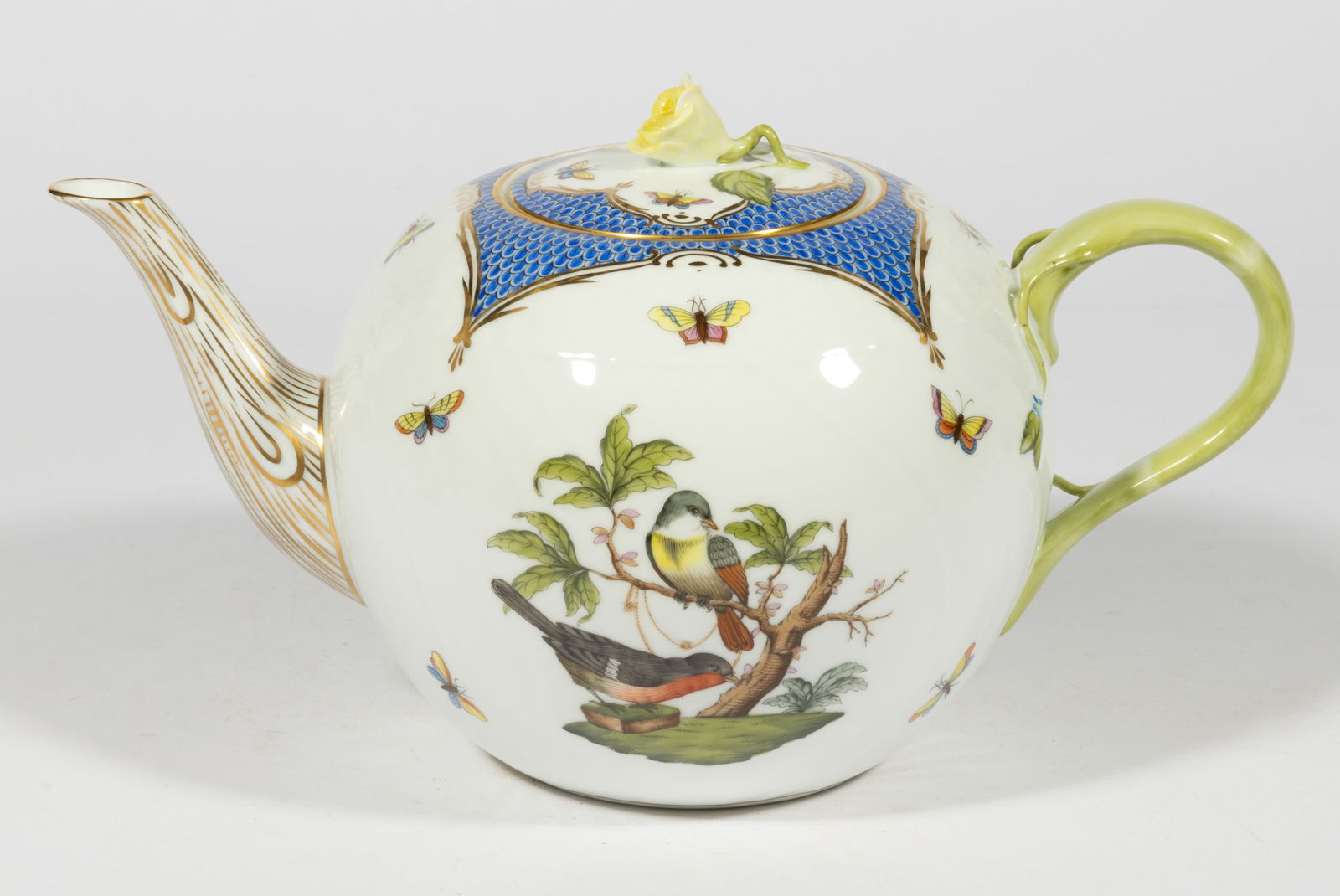 HUNGARIAN HEREND "ROTHSCHILD BIRD" PORCELAIN LARGE TEAPOT (1 of 2)