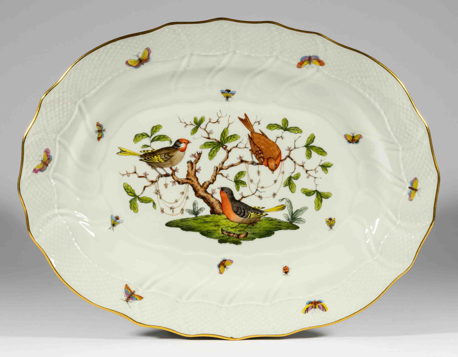 HUNGARIAN HEREND "ROTHSCHILD BIRD" PORCELAIN PLATTER (1 of 2)