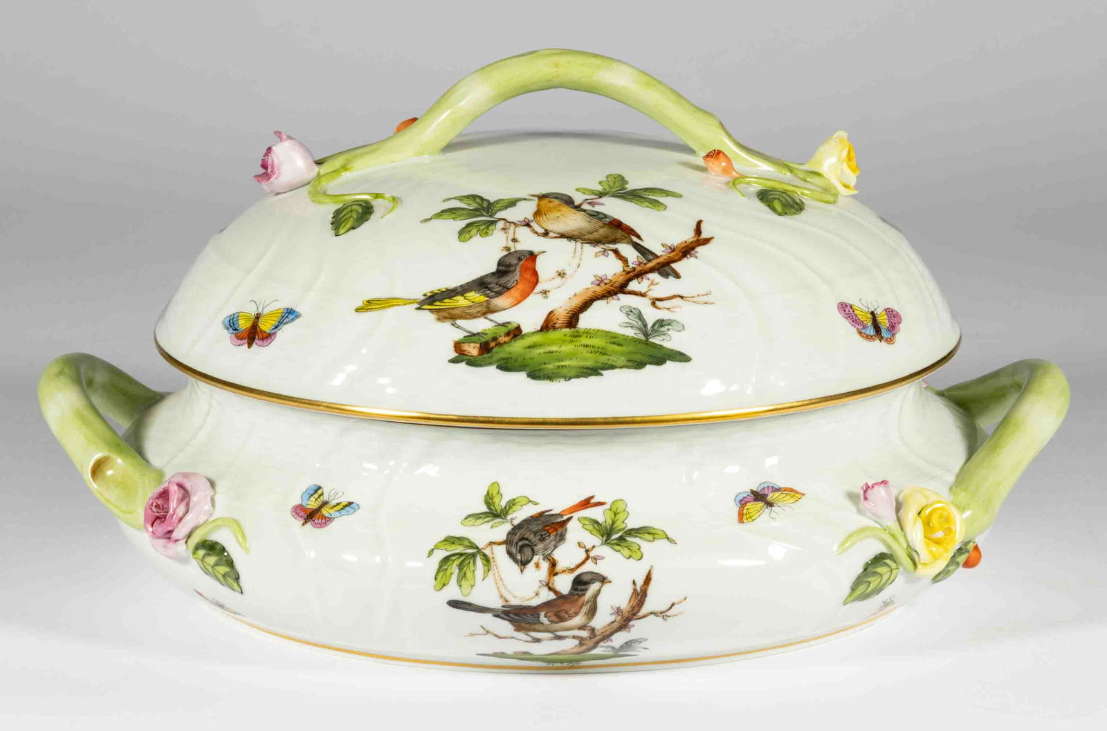 HUNGARIAN HEREND "ROTHSCHILD BIRD" PORCELAIN COVERED VEGETABLE DISH (1 of 3)