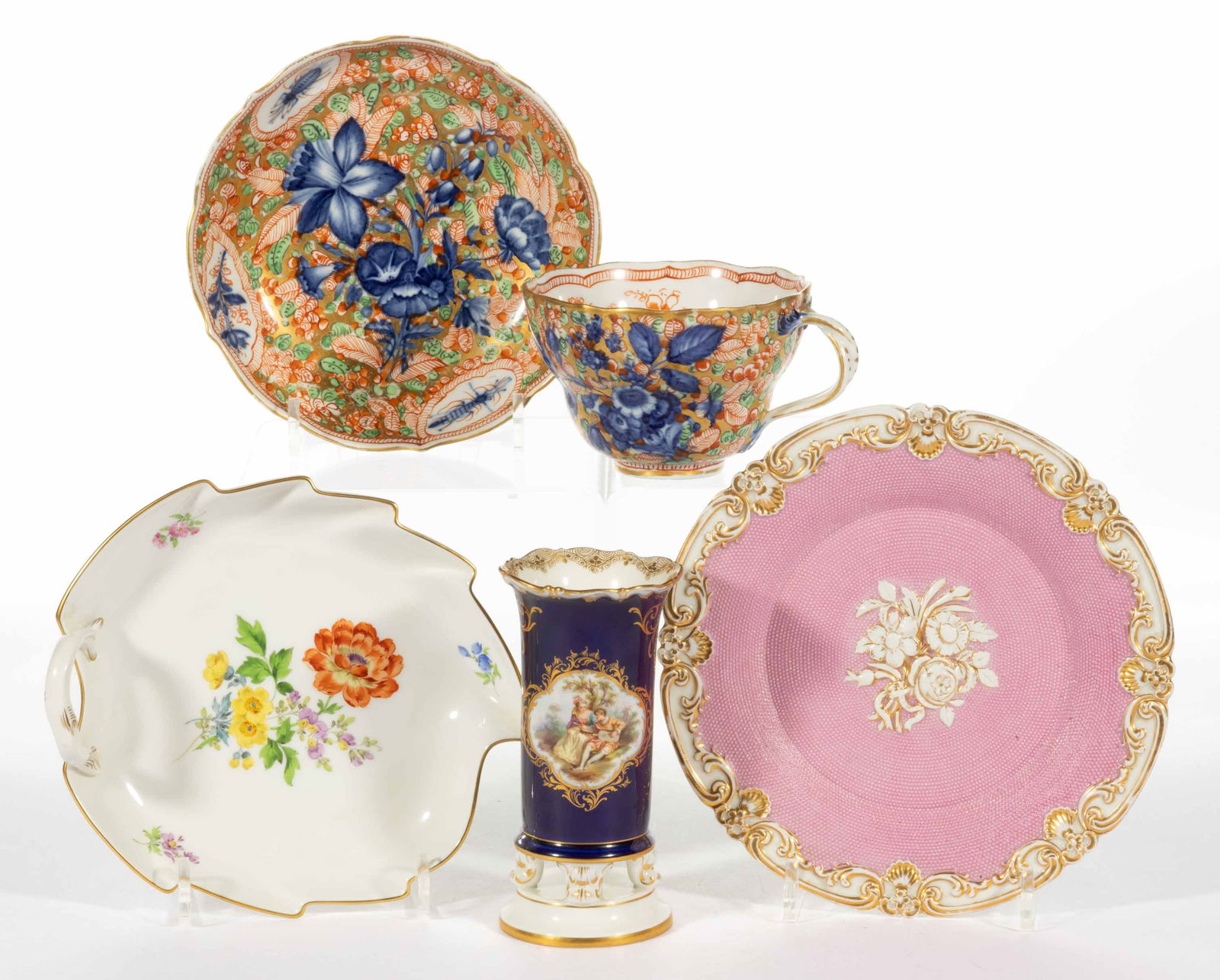 GERMAN MEISSEN PORCELAIN ARTICLES, LOT OF FOUR (1 of 1)