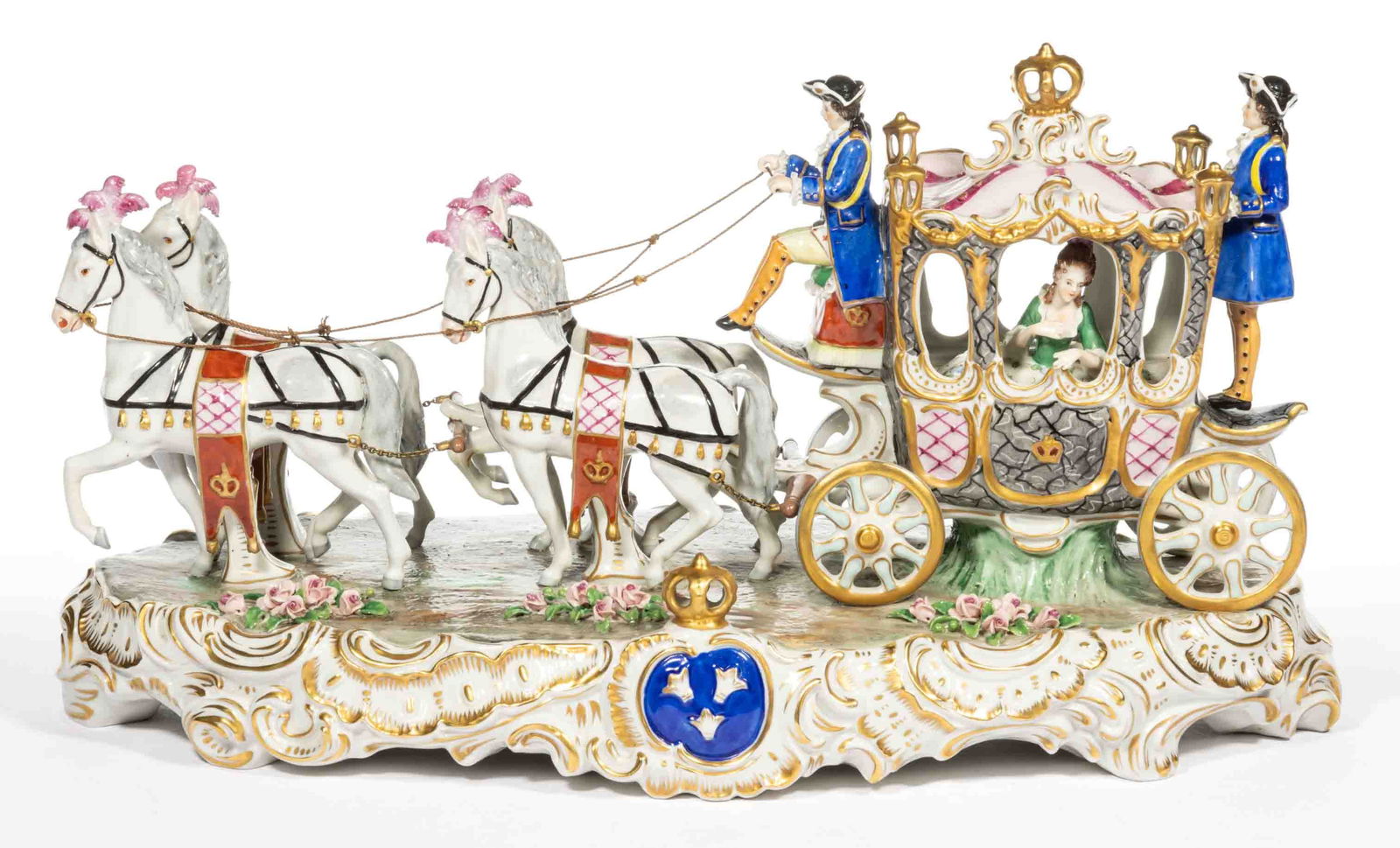 GERMAN SITZENDORF PORCELAIN HORSE AND CARRIAGE FIGURAL GROUP (1 of 3)