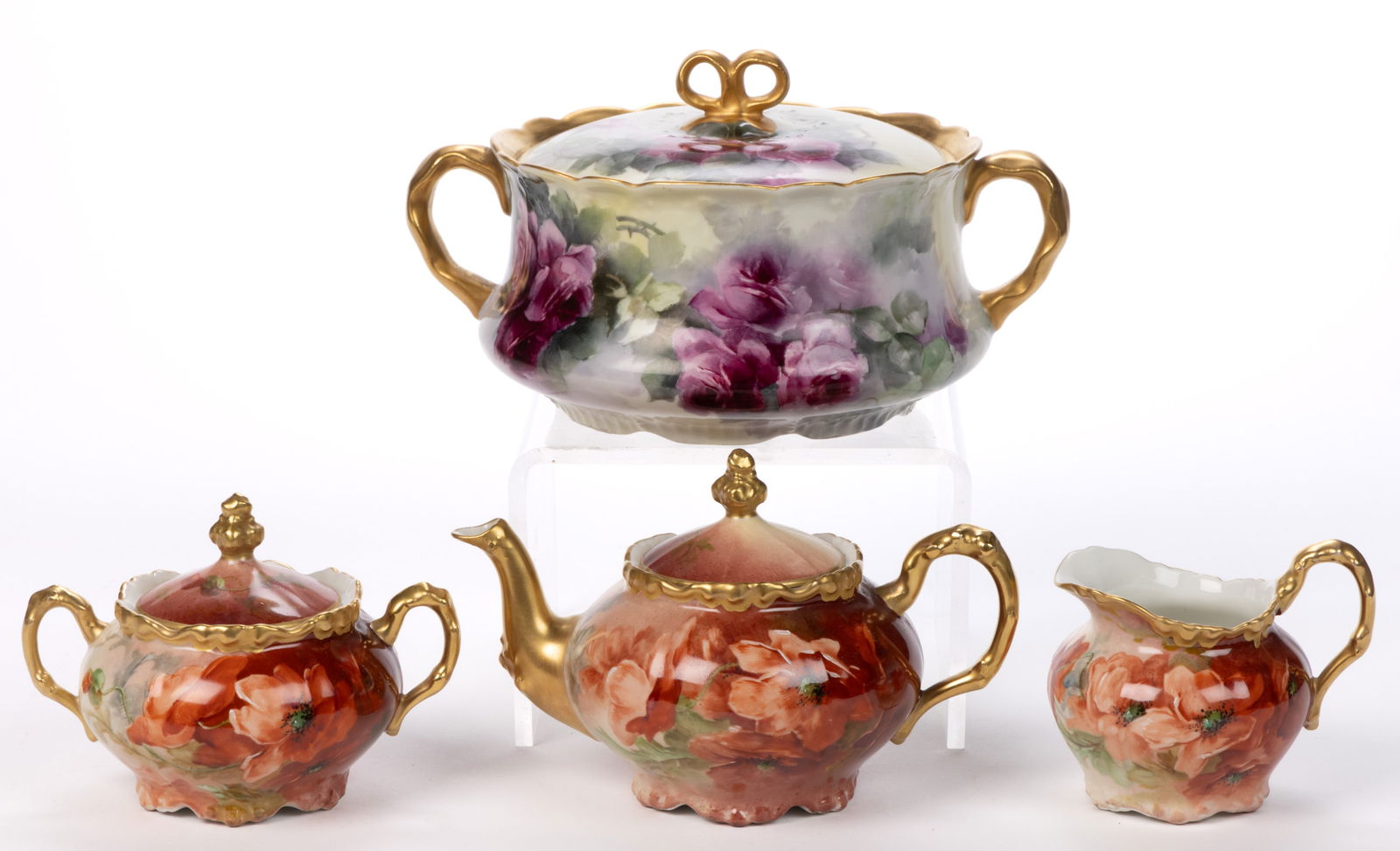 FRENCH LIMOGES PORCELAIN TEA AND TABLE ARTICLES, LOT OF FOUR (1 of 2)