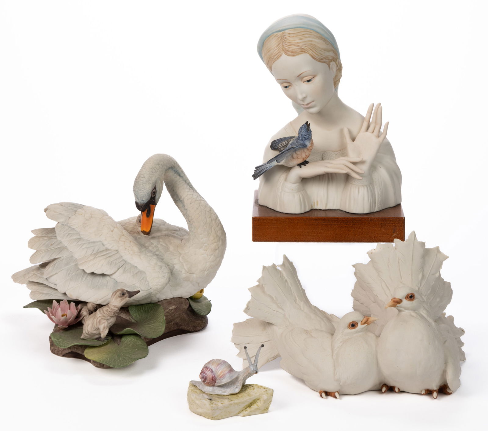 ASSORTED HAND-PAINTED BISQUE PORCELAIN FIGURES, LOT OF FOUR (1 of 2)