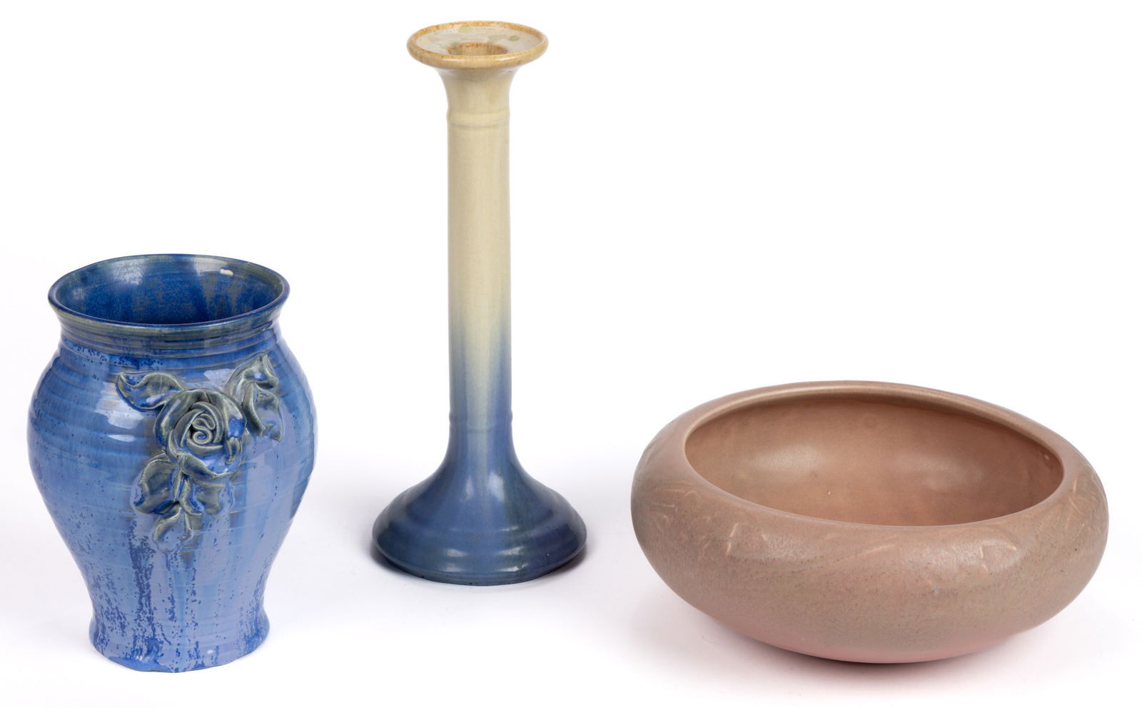 AMERICAN ARTS & CRAFTS ART POTTERY ARTICLES, LOT OF THREE (1 of 2)