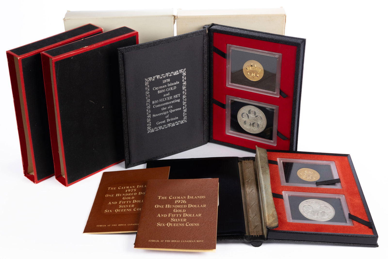 1975 AND 1976 CAYMAN ISLANDS GOLD AND SILVER PROOF SETS. LOT OF TWO (1 of 1)