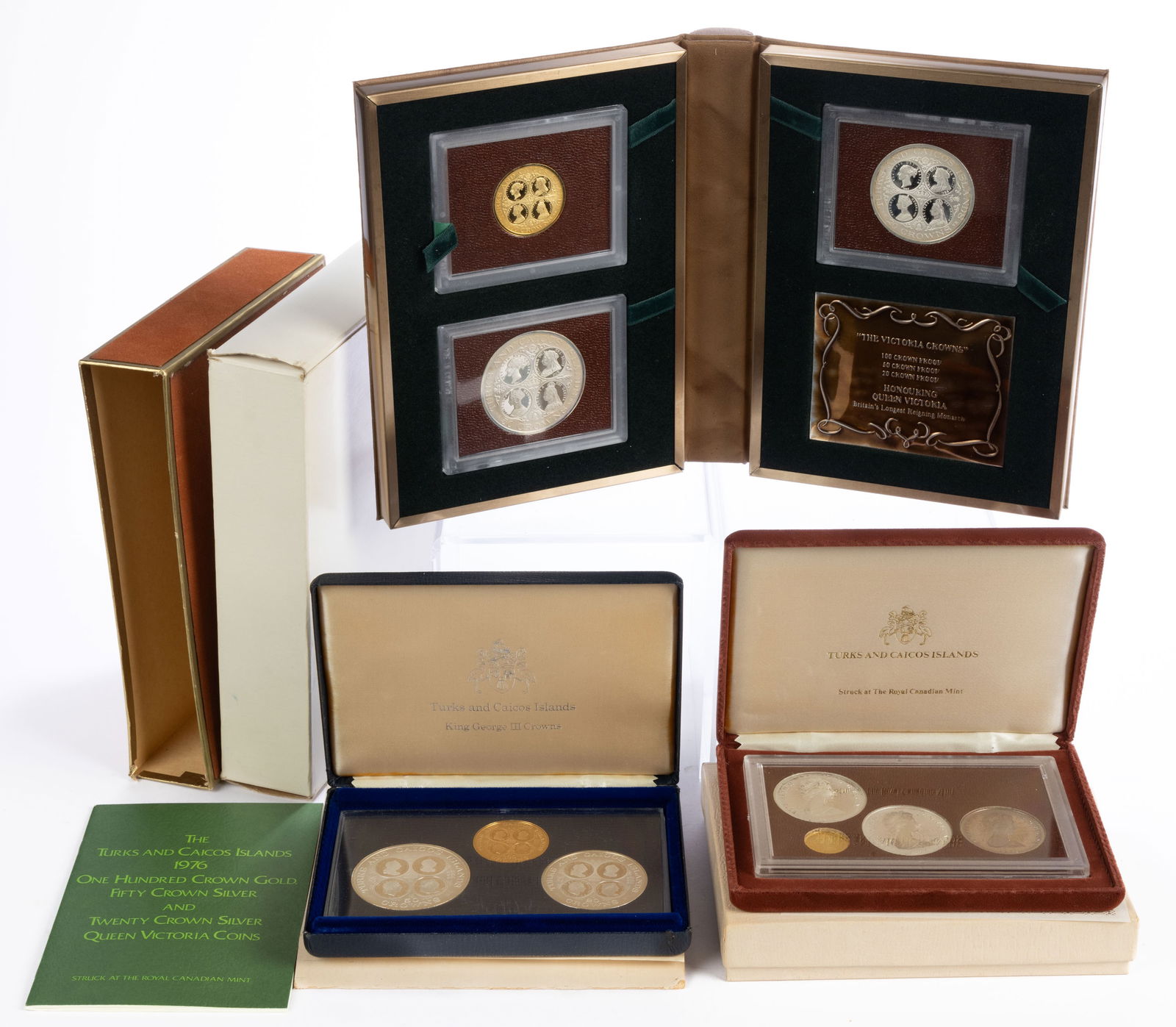 1976 AND 1977 TURKS AND CAICOS ISLANDS GOLD AND SILVER PROOF SETS, LOT OF THREE (1 of 1)