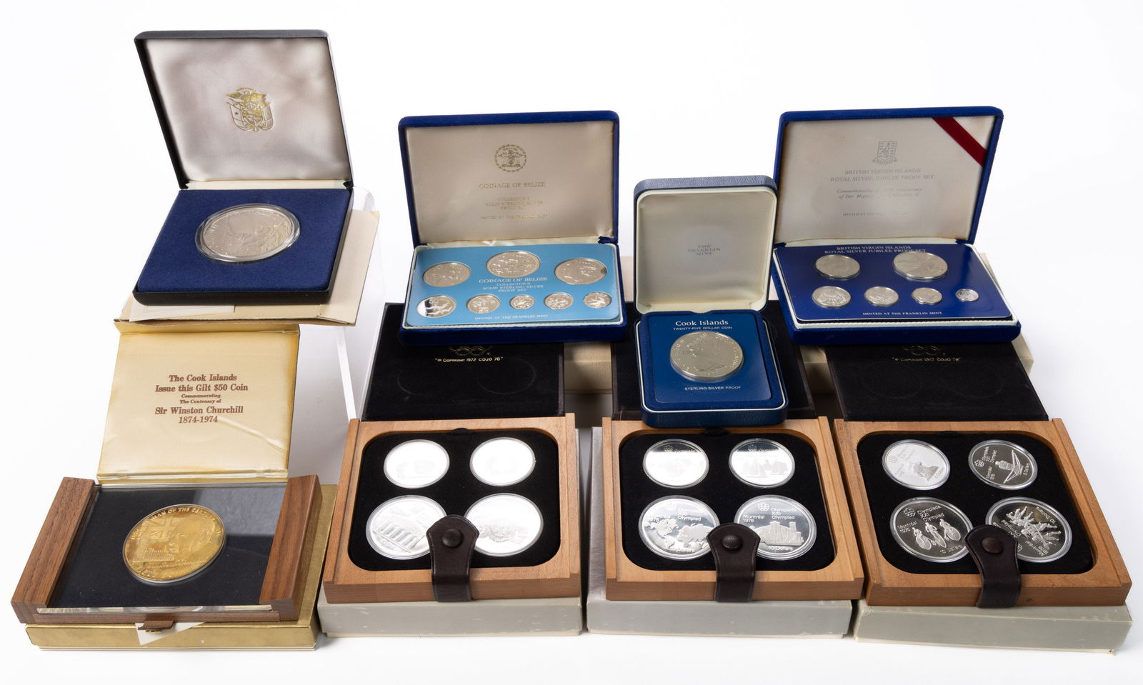 ASSORTED WORLD STERLING SILVER PROOF COINS / SETS, LOT OF EIGHT (1 of 1)