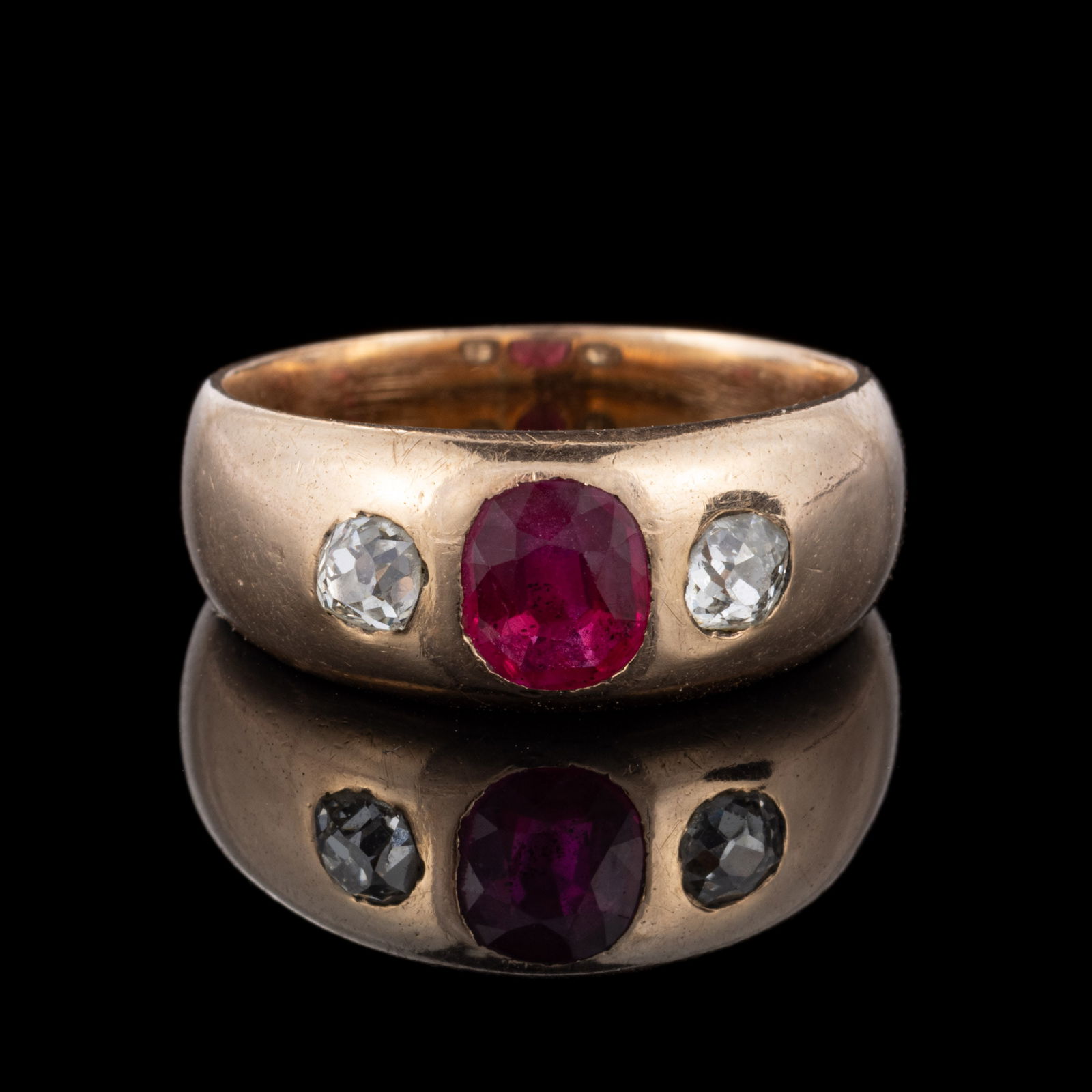 ANTIQUE 14K YELLOW GOLD, DIAMOND, AND RUBY LADY'S GYPSY RING (1 of 3)