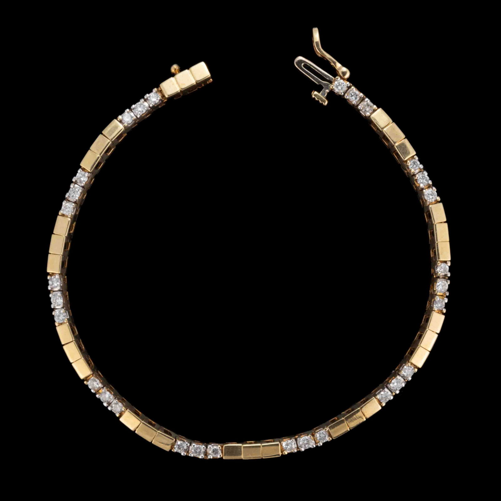 VINTAGE / CONTEMPORARY 14K YELLOW GOLD AND DIAMOND TENNIS-TYPE BRACELET (1 of 1)