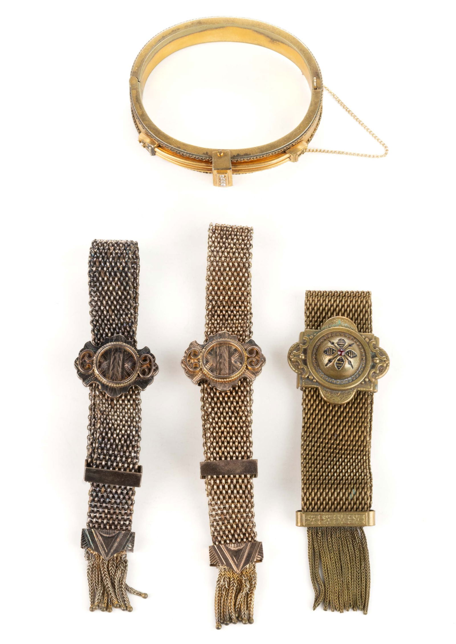 VICTORIAN GOLD-FILLED LADY'S BRACELETS, LOT OF FOUR (1 of 2)