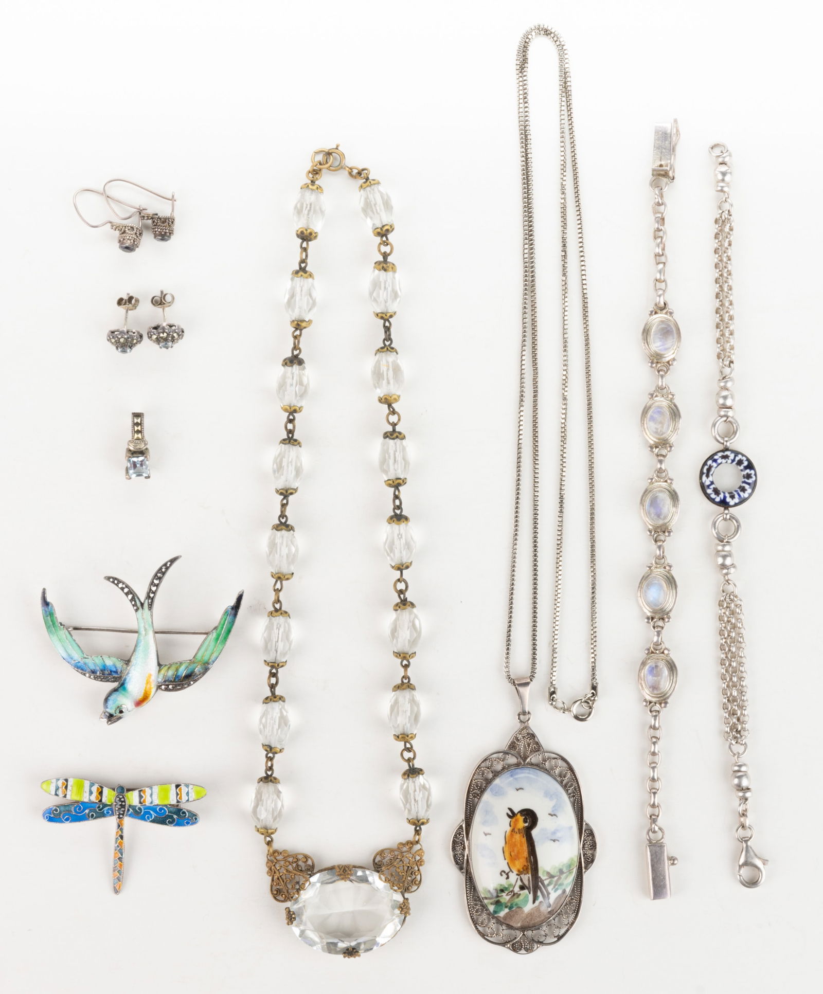 ANTIQUE / VINTAGE AND CONTEMPORARY STERLING SILVER AND OTHER JEWELRY, LOT OF 11 PIECES (1 of 2)