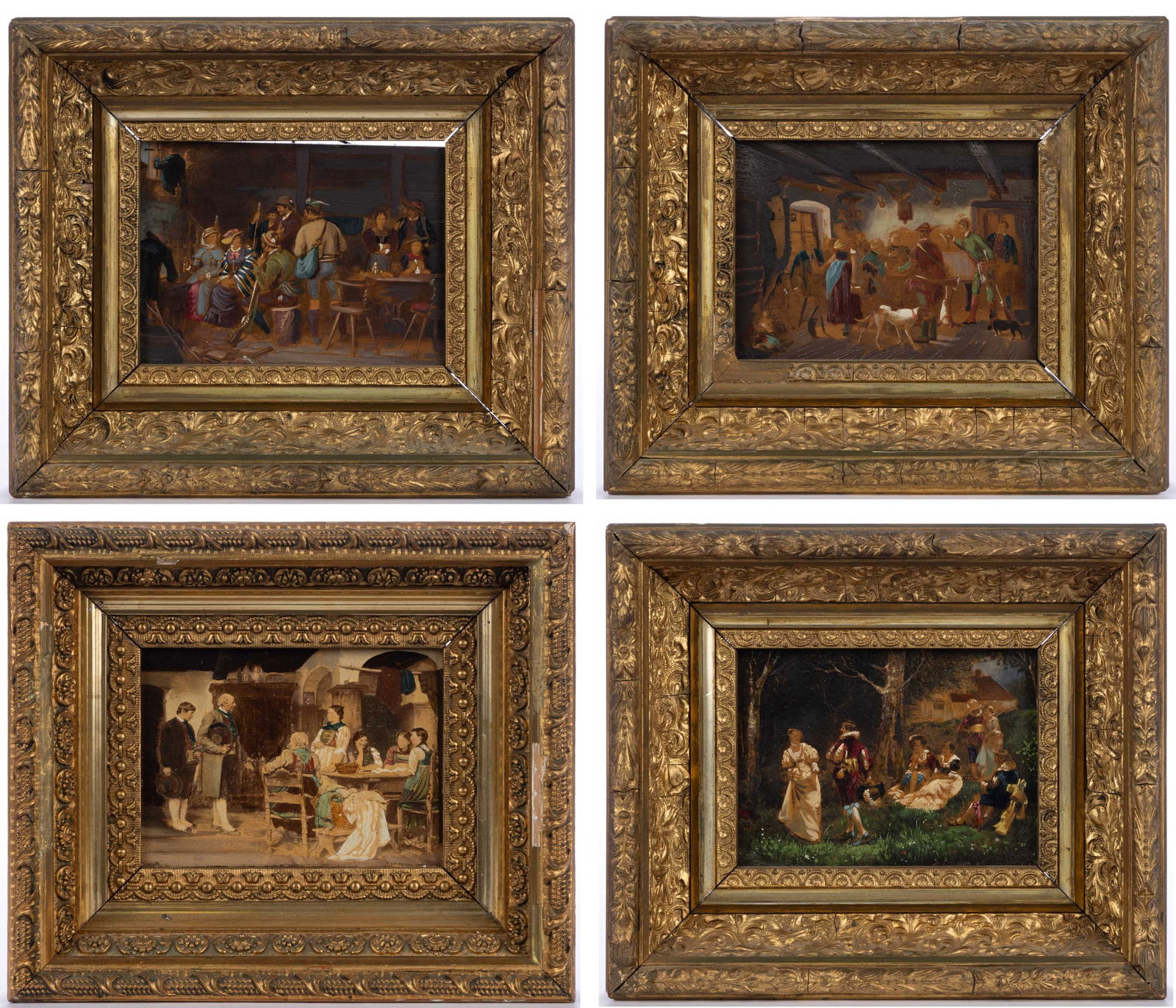 CONTINENTAL SCHOOL (LATE 19TH CENTURY) PAINT-ENHANCED PRINTS, LOT OF FOUR (1 of 6)