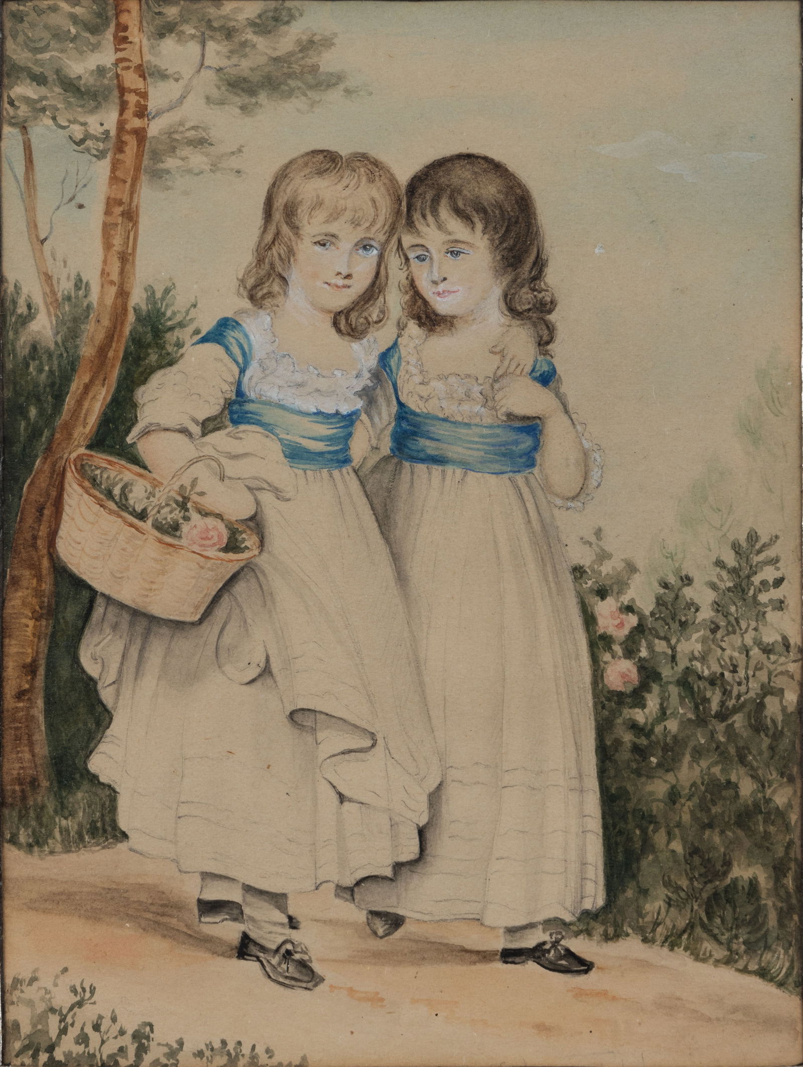 BRITISH SCHOOL (19TH / 20TH CENTURY) PAINTING OF TWO GIRLS (1 of 2)