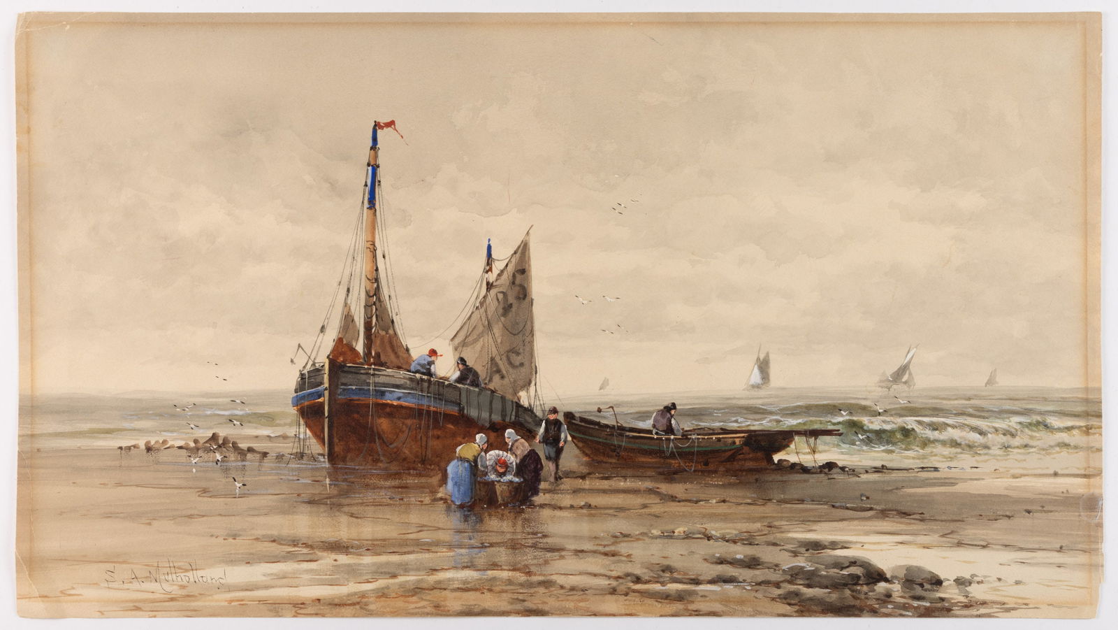 SAINT CLAIR AUGUSTIN MULHOLLAND (PHILADELPHIA, 1839-1910) MARINE PAINTING (1 of 5)