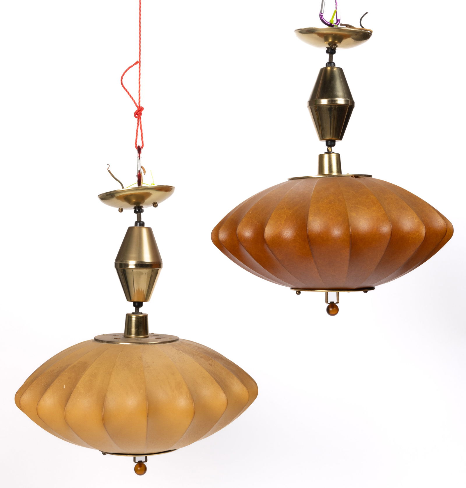 MID-CENTURY MODERN MOE LIGHTS PAIR OF PULL-DOWN CEILING LIGHTS (1 of 4)