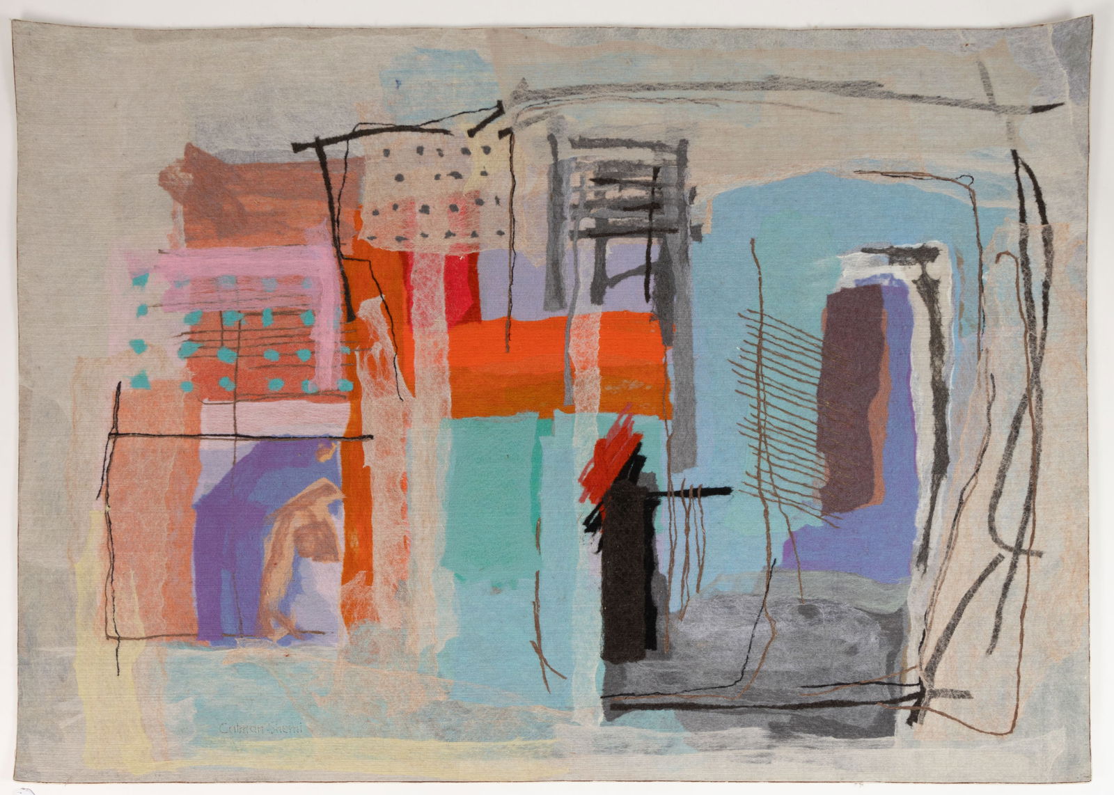 CALMAN SHEMI (ARGENTINIAN / ISRAELI, B. 1939) HAND-DYED WOOL AND FIBER TAPESTRY / SOFT PAINTING (1 of 4)