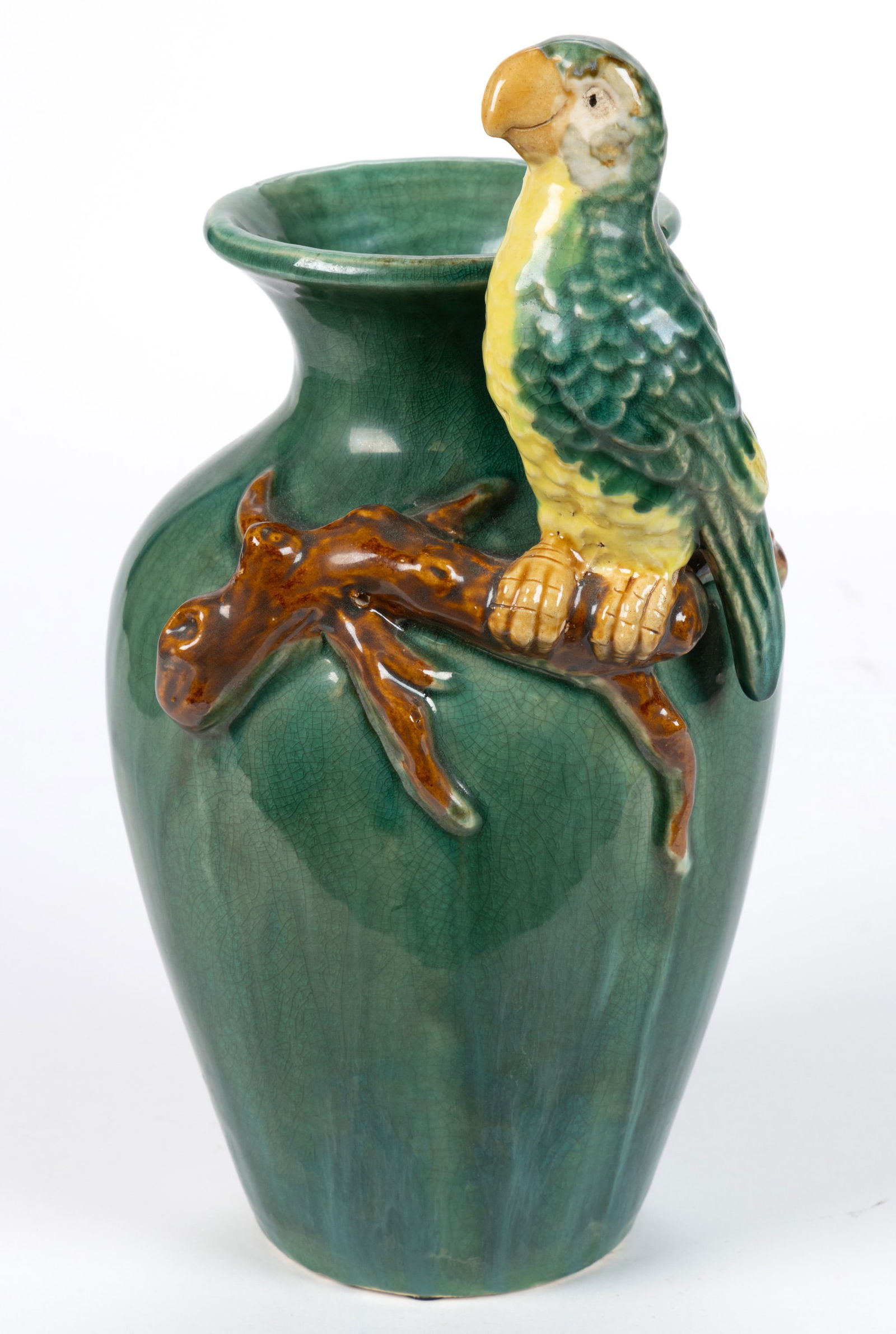AMERICAN STUDIO / ART POTTERY FIGURAL PARROT VASE (1 of 5)