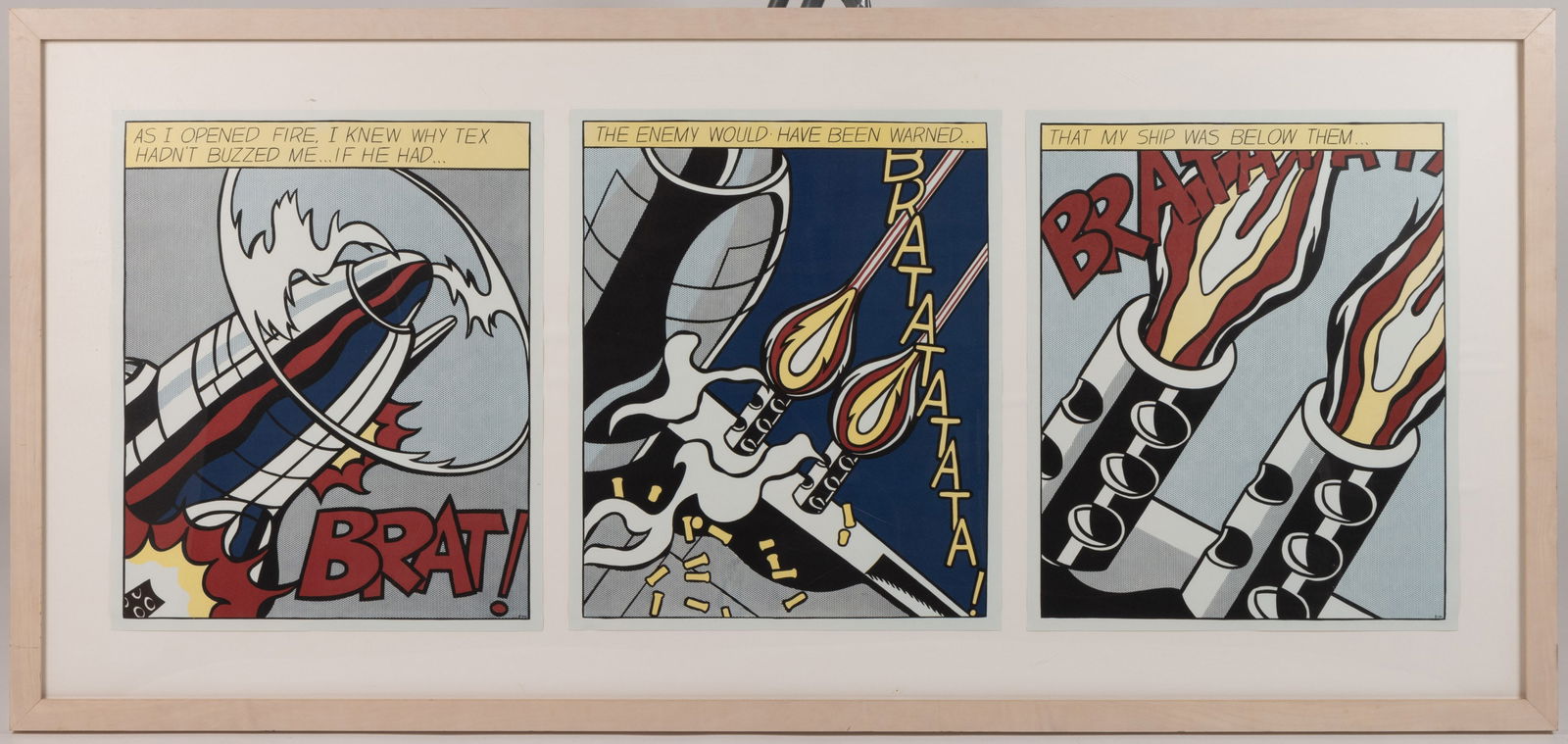 ROY LICHTENSTEIN (AMERICAN, 1923-1997) "AS I OPENED FIRE" POP ART TRIPTYCH (1 of 1)