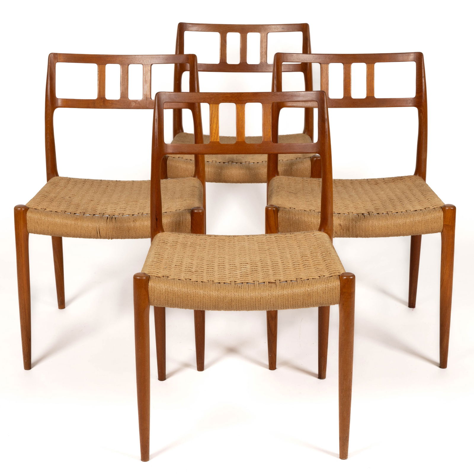 SET OF FOUR DANISH MID-CENTURY MODERN NIELS OTTO MOLLER FOR J. L. MOLLER TEAK DINING CHAIRS (1 of 5)