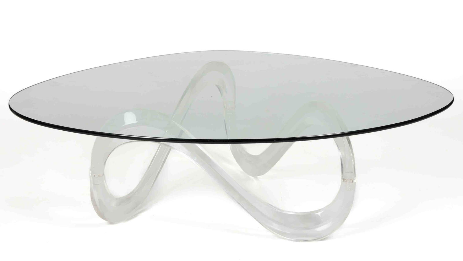 MID-CENTURY MODERN SHLOMI HAZIZA "INFINITY" LUCITE AND GLASS COFFEE TABLE (1 of 2)