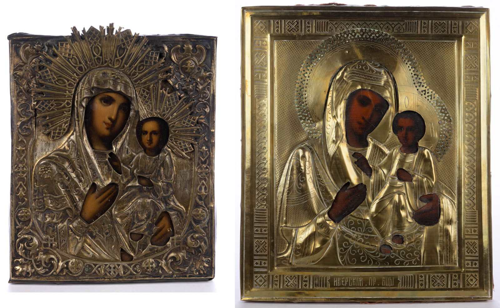 RUSSIAN ORTHODOX MADONNA AND CHILD ICONS, LOT OF TWO (1 of 5)