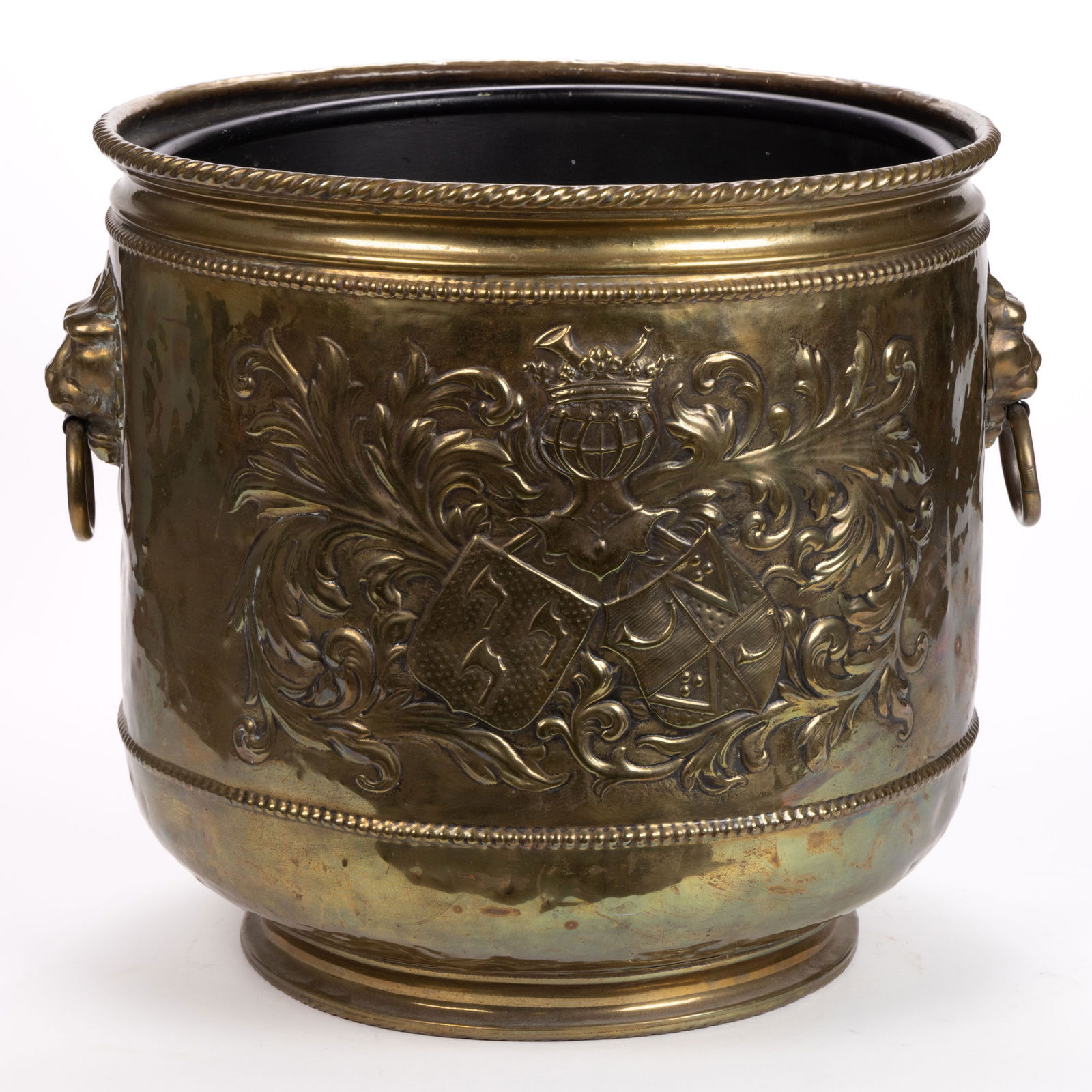 ENGLISH REPOUSSE-DECORATED BRASS HEARTH ASH BUCKET (1 of 4)