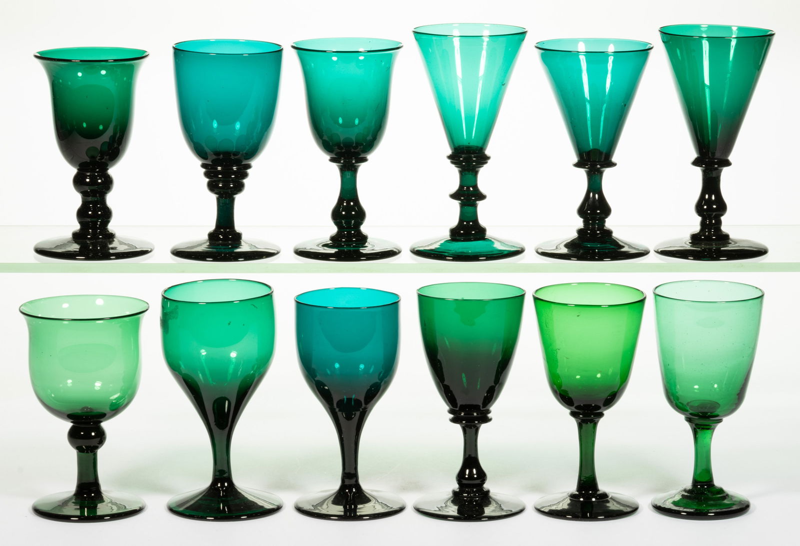 FREE-BLOWN GLASS WINES, LOT OF 12 (1 of 1)