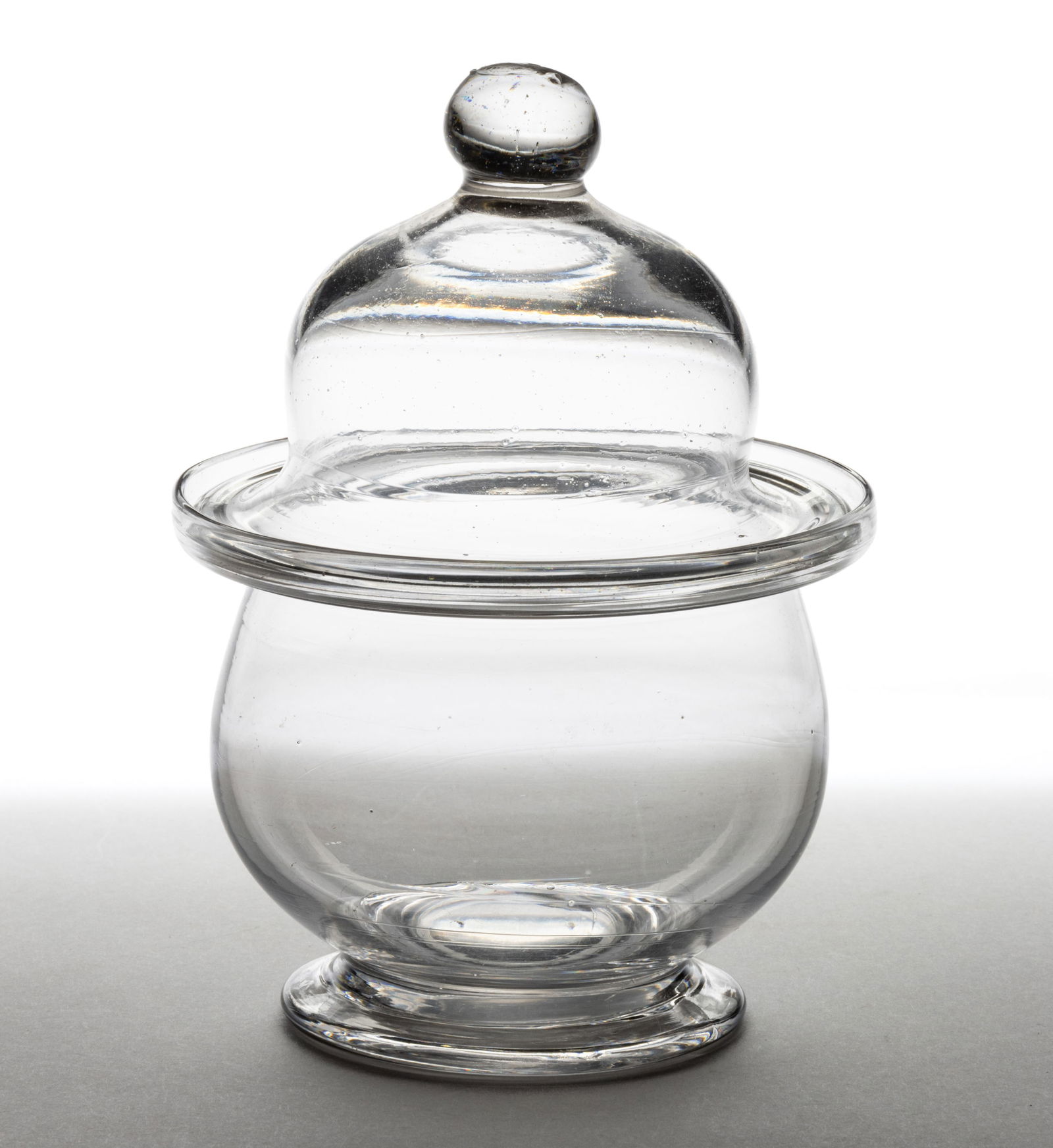 FREE-BLOWN GLASS COVERED SUGAR BOWL (1 of 1)