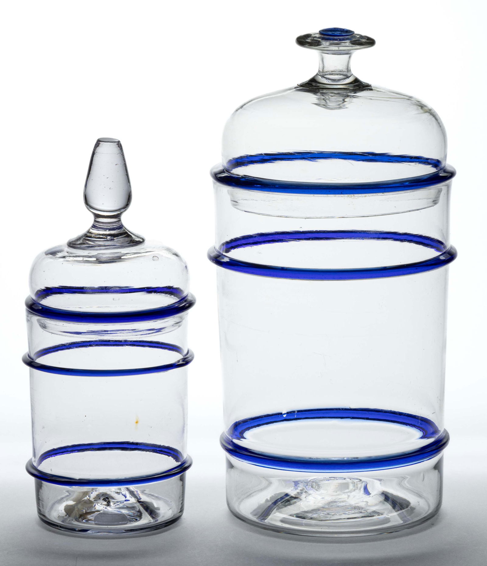 FREE-BLOWN GLASS RING JARS, LOT OF TWO (1 of 1)