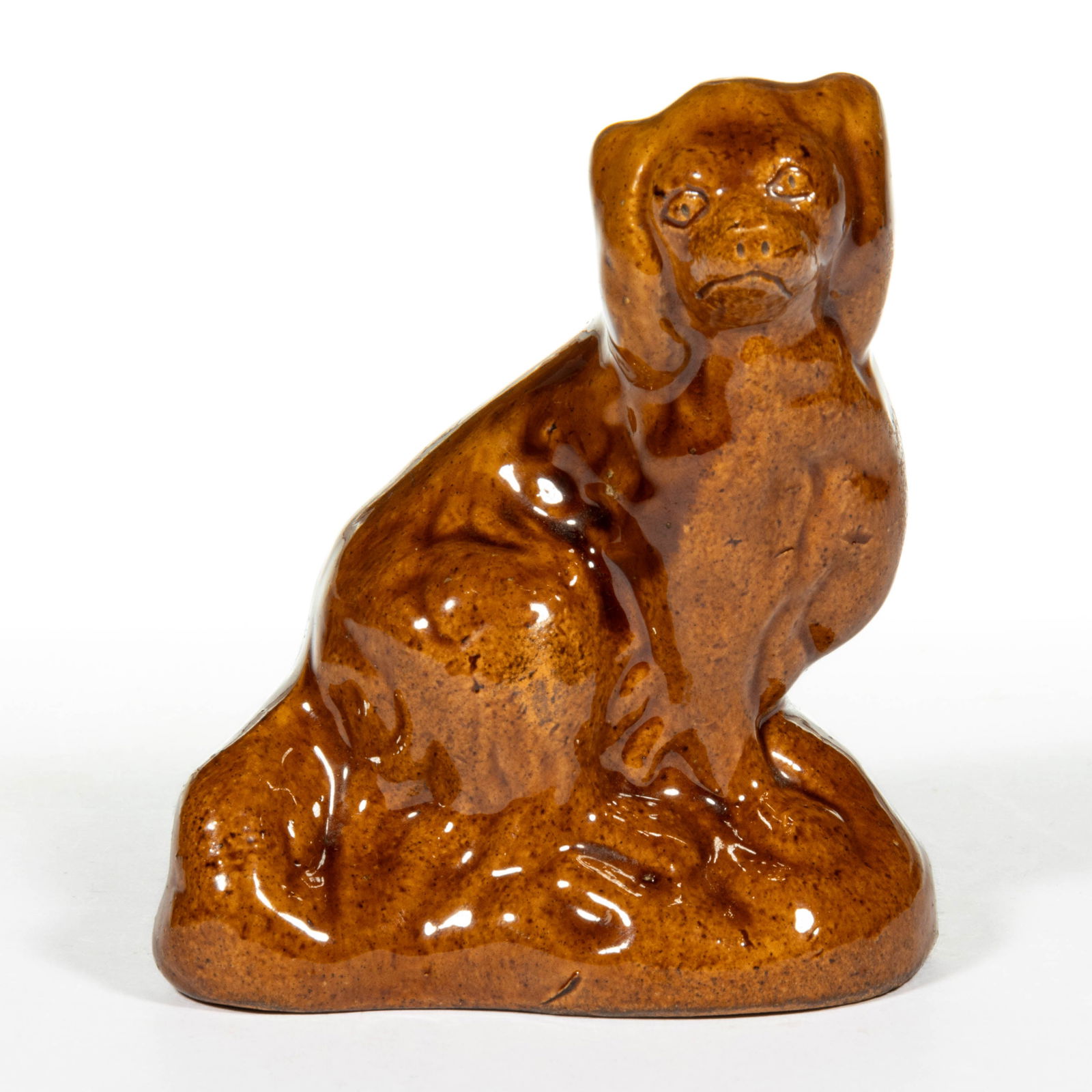 AMERICAN EARTHENWARE / REDWARE MINIATURE FIGURAL DOG / SPANIEL (1 of 5)