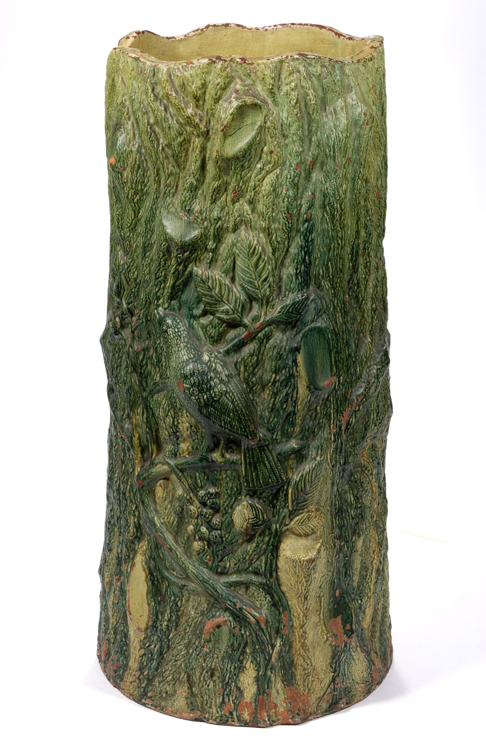 AMERICAN RUSTIC MOLDED EARTHENWARE / REDWARE UMBRELLA STAND (1 of 5)