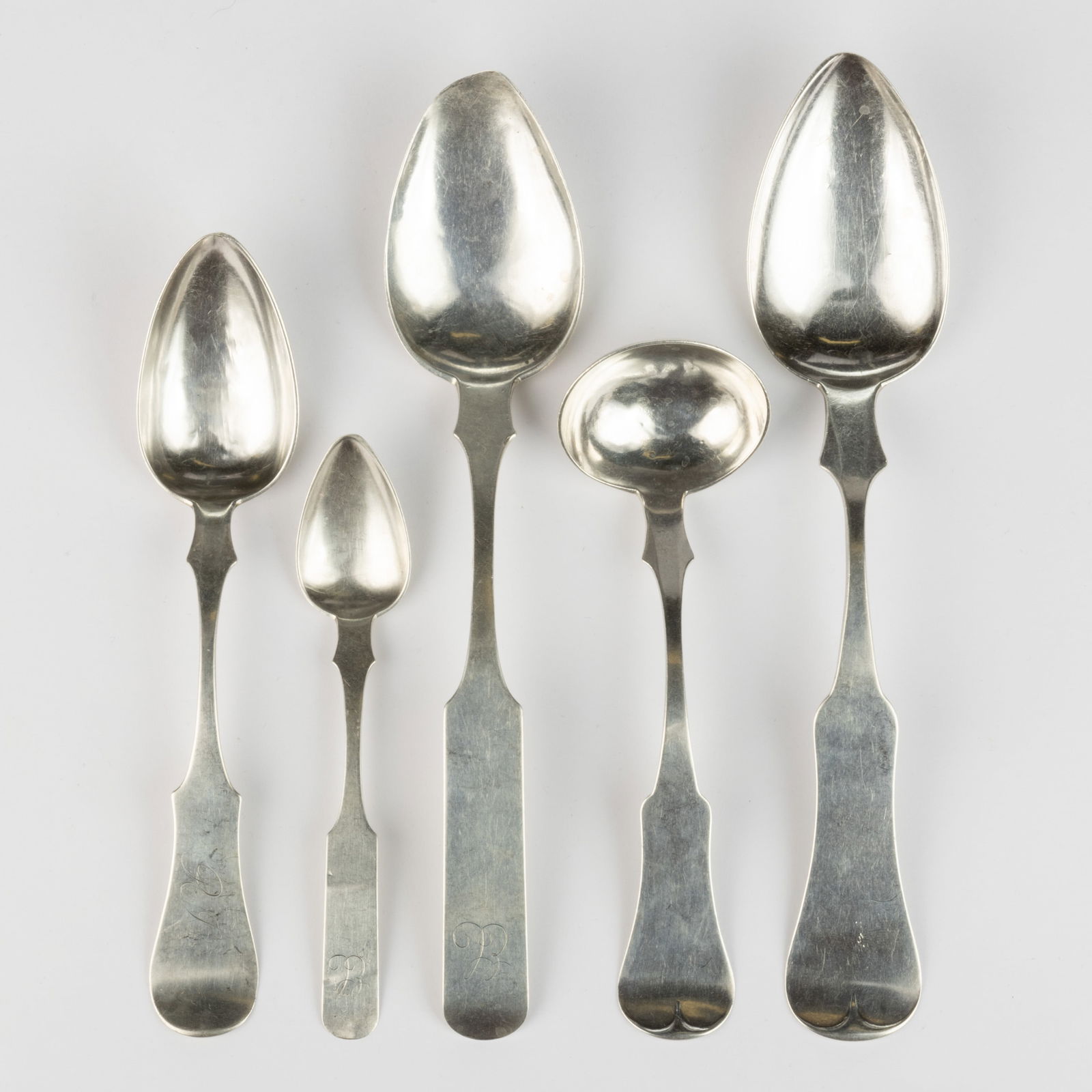 KENTUCKY COIN SILVER SPOONS AND SAUCE LADLE, LOT OF FIVE (1 of 1)