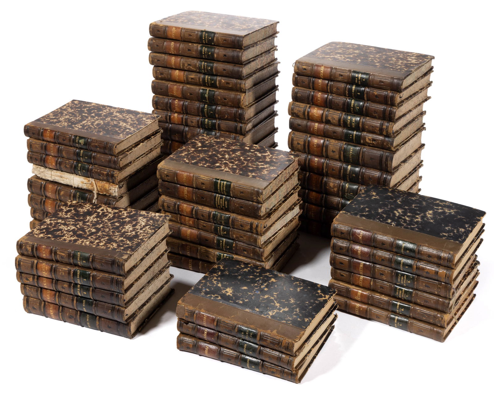 ANTIQUARIAN DICKENS AND THACKERAY FINE-BINDING VOLUMES, LOT OF 52 (1 of 1)