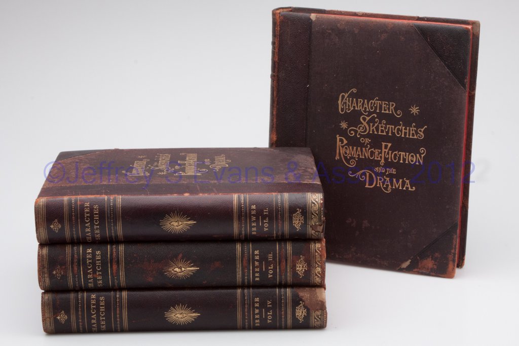 LITERARY VOLUMES, SET OF FOUR: LITERARY VOLUMES, SET OF FOUR, Brewer, E. Cobham, CHARACTER SKETCHES OF ROMANCE, FICTION AND THE DRAMA - A REVISED AMERICAN EDITION OF READER'S HANDBOOK, New York, NY: Selmar Hess, 1892, 4 volumes, fo