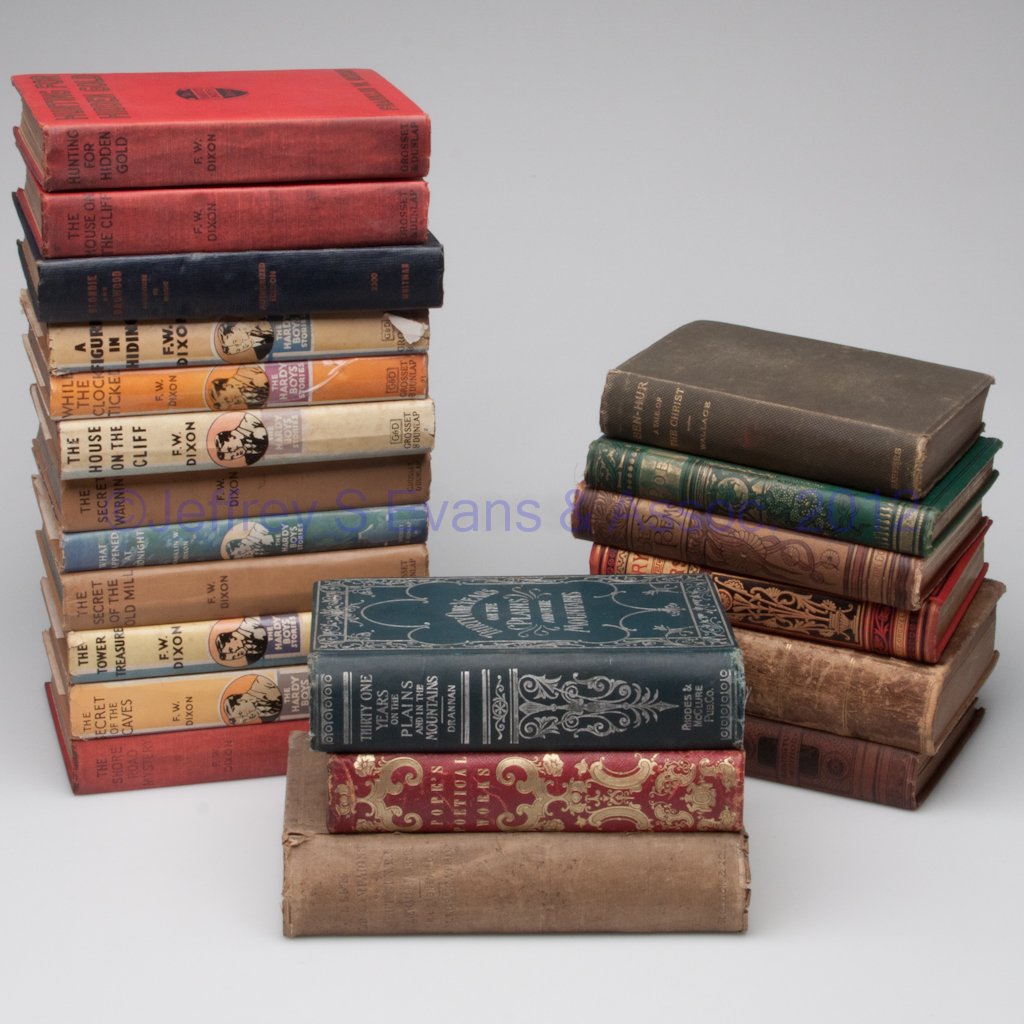 VARIOUS VOLUMES, LOT OF 21: VARIOUS VOLUMES, LOT OF 21, including Dabney's "Life and Campaigns of Lieut-Gen. Thomas J. Jackson", 1866, Drannan's "Thirty-One Years on the Plains and Mountains", 1900, 11 Hardy Boy titles, several 