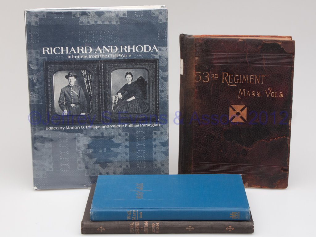CIVIL WAR - UNION REGIMENT VOLUMES, LOT OF FOUR: CIVIL WAR - UNION REGIMENT VOLUMES, LOT OF FOUR, including (1). Willis, Henry A., THE FIFTY-THIRD REGIMENT MASSACHUSETTS VOLUNTEERS. COMPRISING ALSO A HISTORY OF THE SIEGE OF PORT HUDSON, Fitchburg, 1