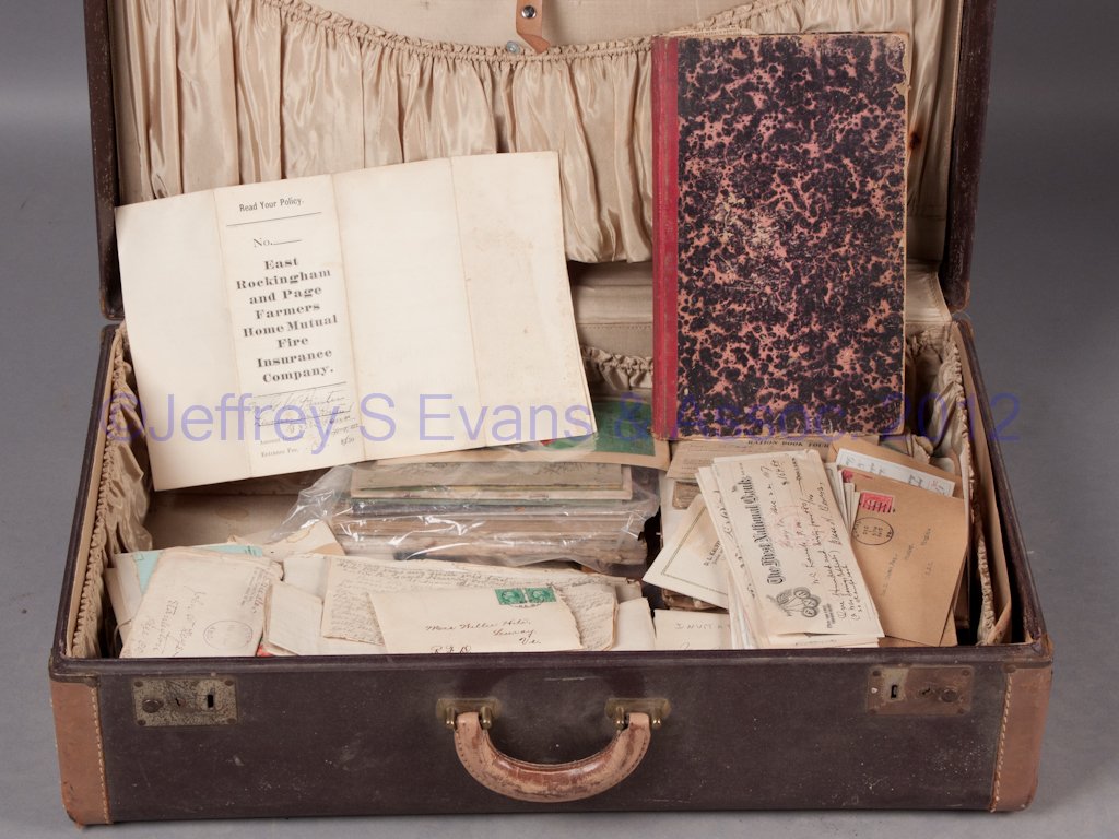 PAGE CO., VIRGINIA AND OTHER ASSORTED EPHEMERA: PAGE CO., VIRGINIA AND OTHER ASSORTED EPHEMERA, suitcase full, including printed and manuscript material, almanacs, etc. 19th and 20th century. Provenance: From a long-established Page Co. family.