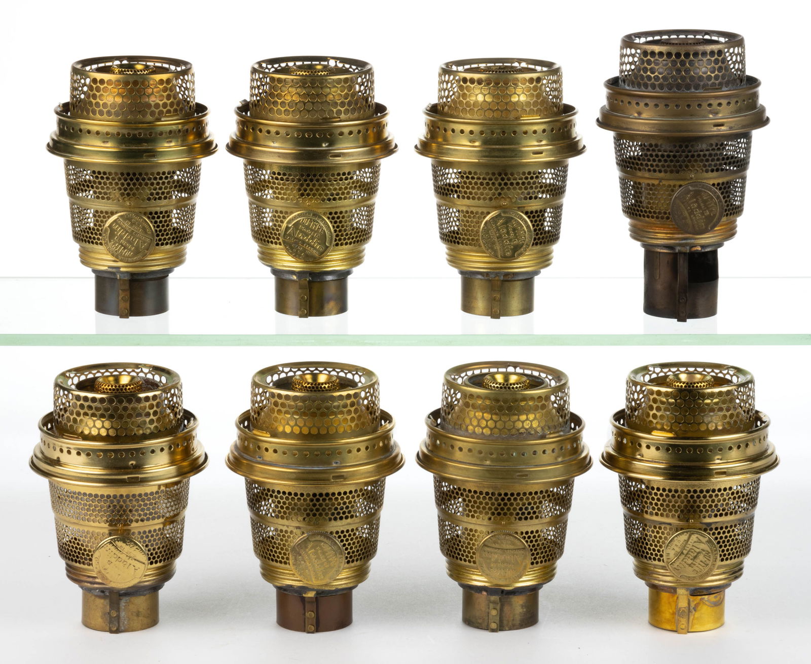 ALADDIN MODEL B BRASS KEROSENE LAMP BURNERS, LOT OF EIGHT (1 of 1)