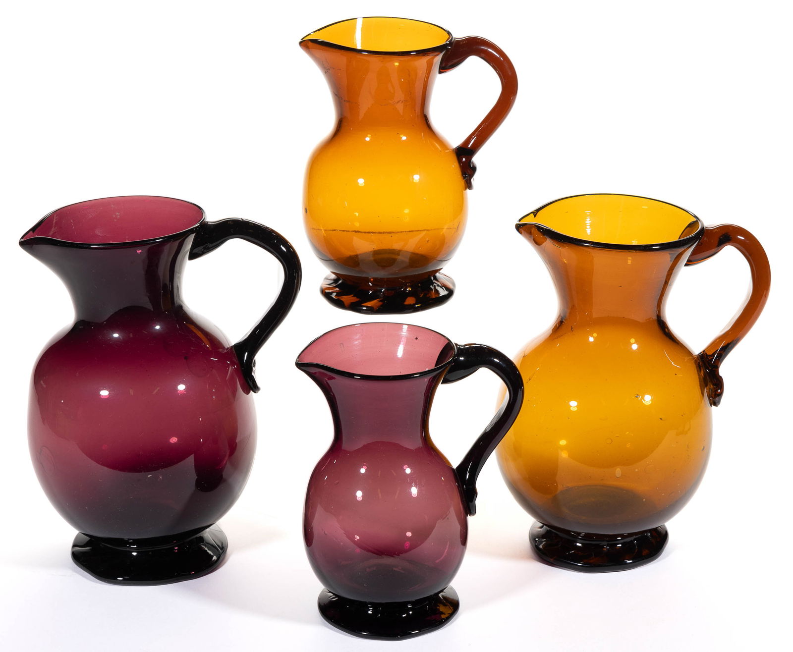 CLEVENGER BROTHERS FREE-BLOWN PITCHERS, LOT OF FOUR (1 of 1)
