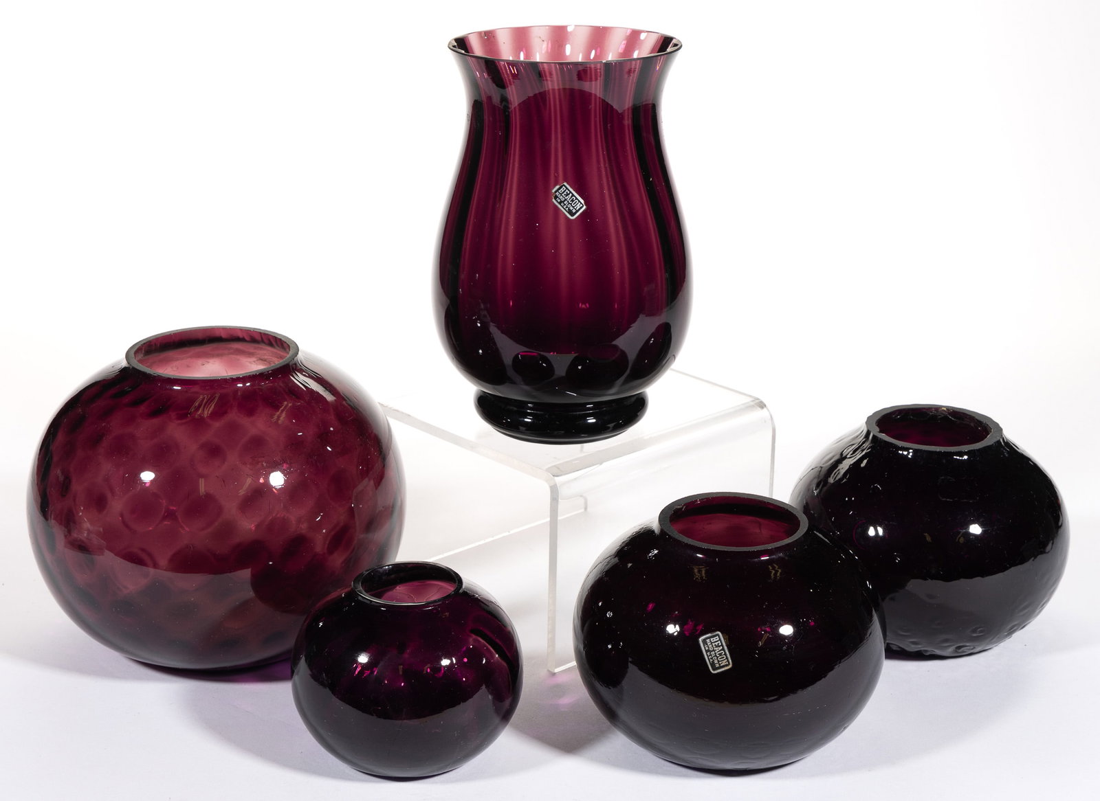 BEACON BLOWN-MOLDED VASES, LOT OF FIVE (1 of 1)