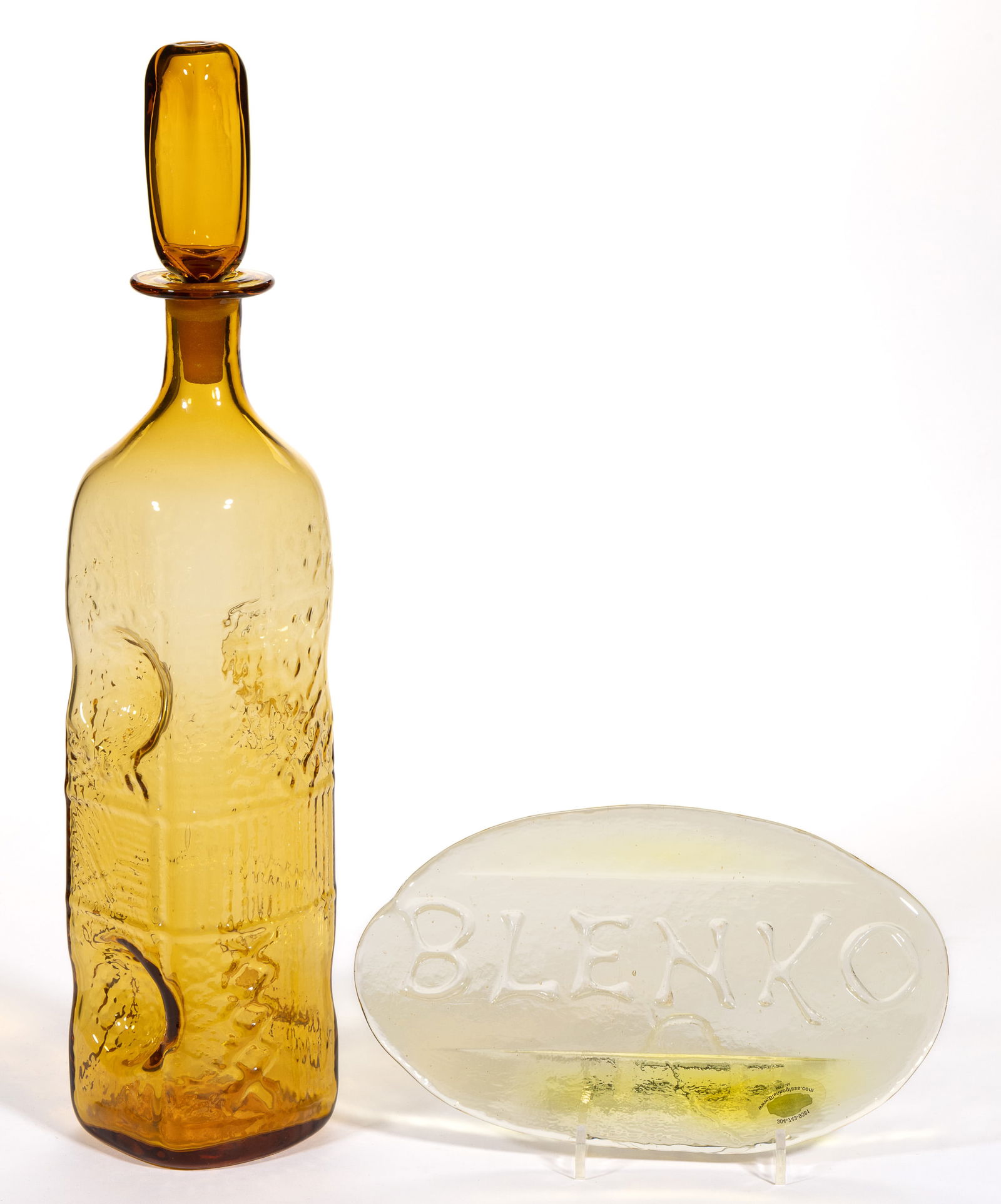 BLENKO GLASS SIGN AND DECANTER #6948, LOT OF TWO (1 of 1)